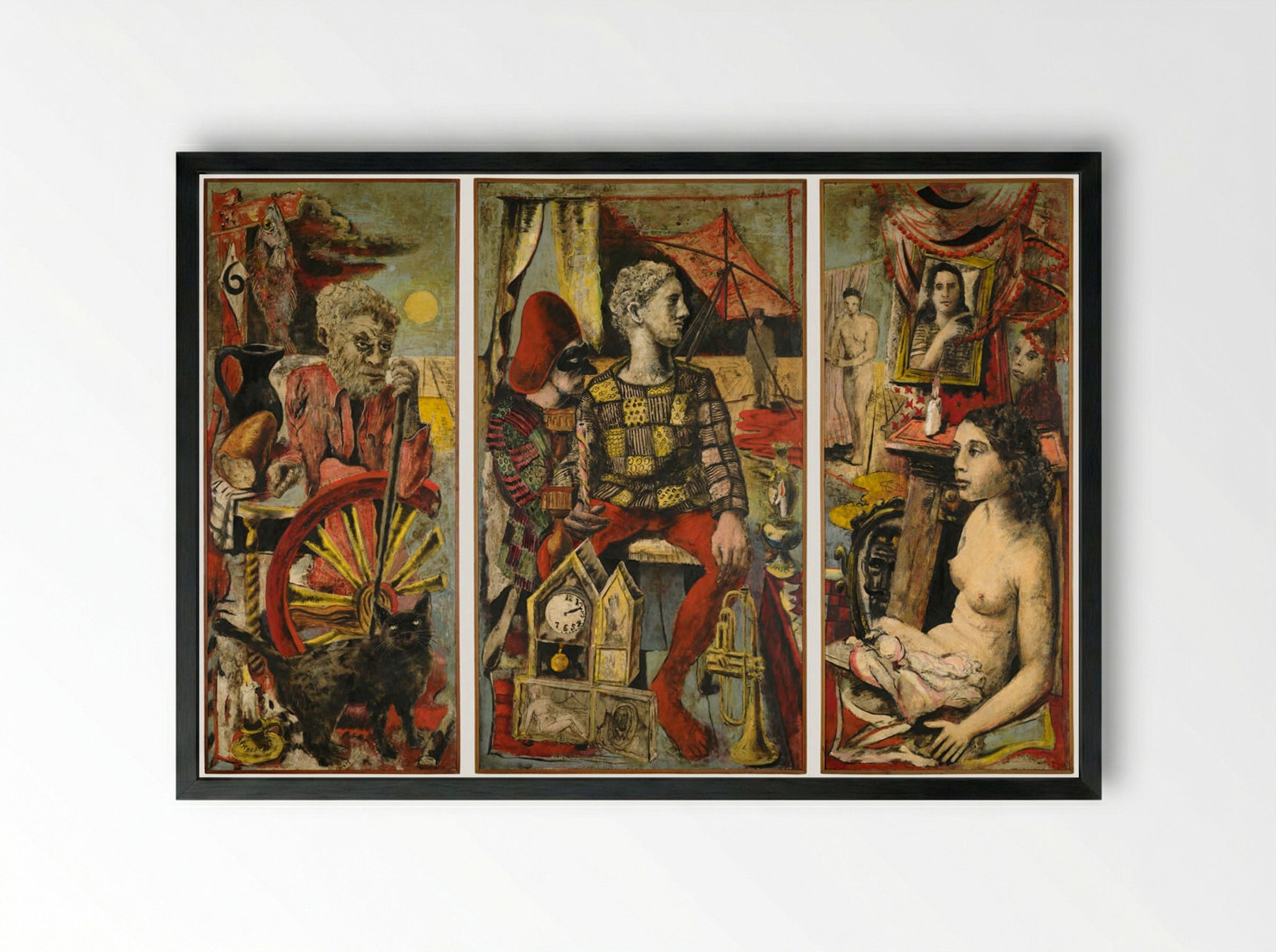 Melancholia (triptych) - Karl Zerbe - Framed Print Black