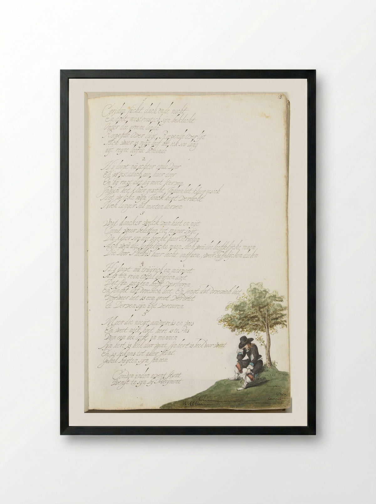 Melancholische aanbidder (Melancholic Admirer) - Gesina ter Borch - Framed Print Black