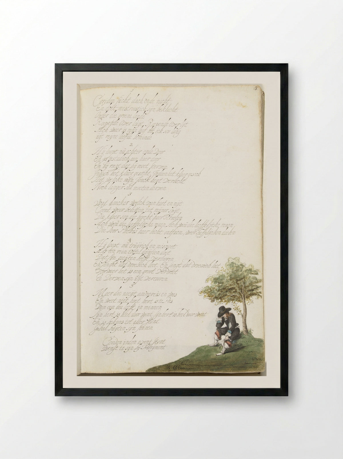 Melancholische aanbidder (Melancholic Admirer) - Gesina ter Borch - Framed Print Black