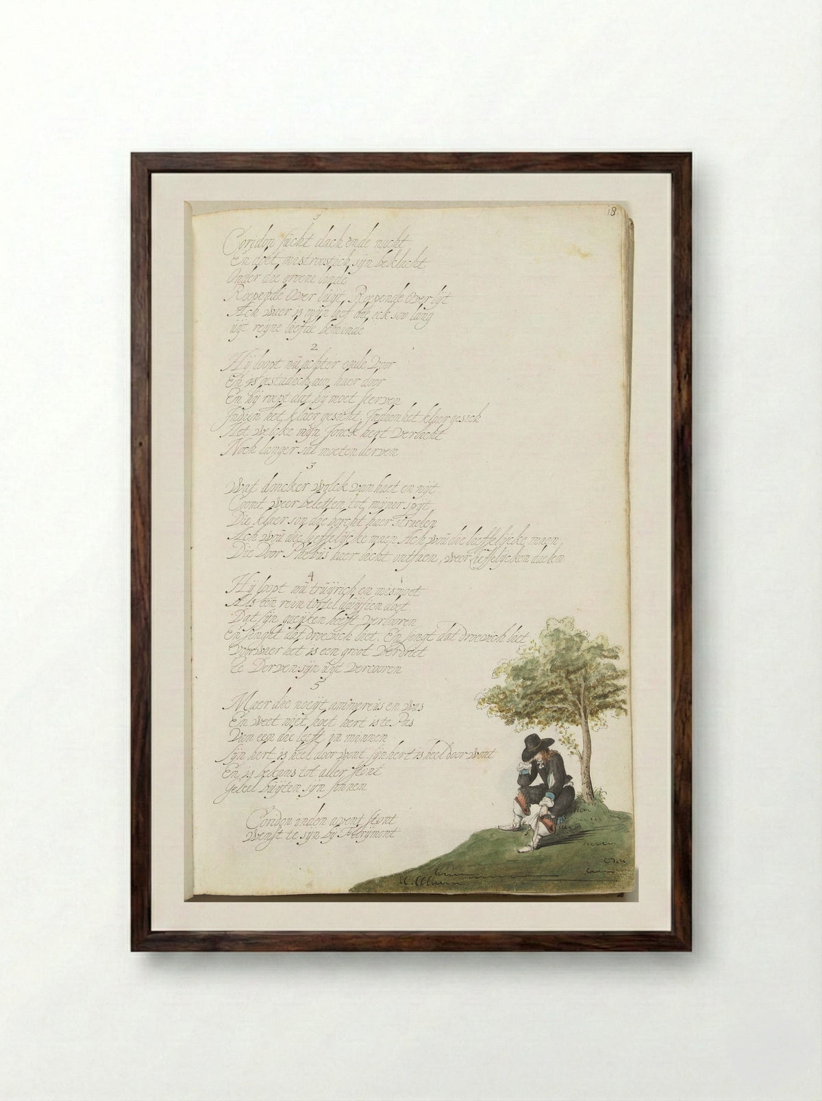 Melancholische aanbidder (Melancholic Admirer) - Gesina ter Borch - Framed Print Dark Wood