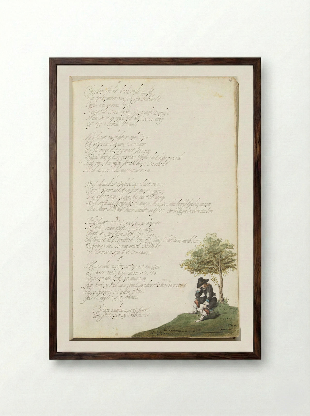 Melancholische aanbidder (Melancholic Admirer) - Gesina ter Borch - Framed Print Dark Wood