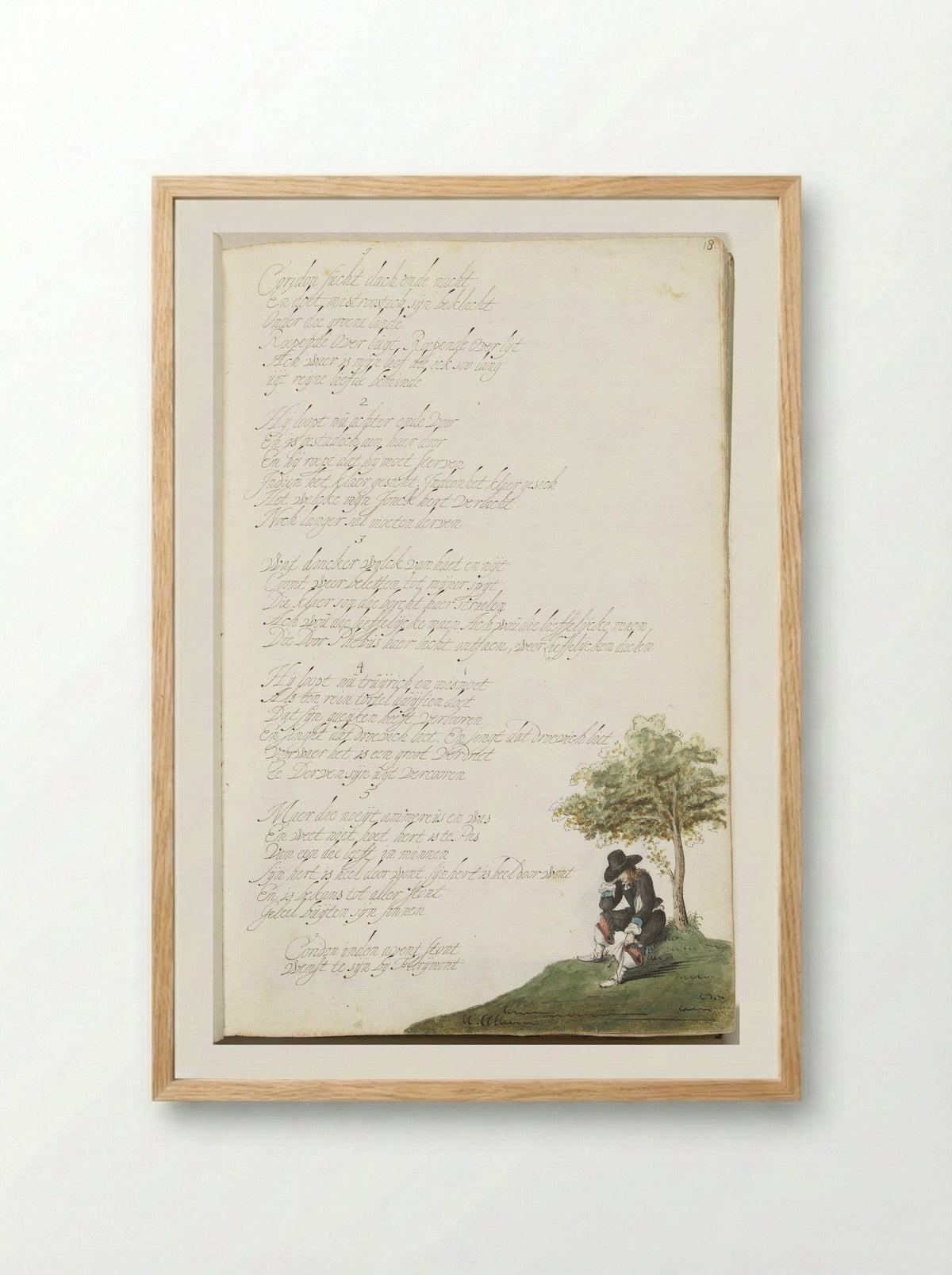 Melancholische aanbidder (Melancholic Admirer) - Gesina ter Borch - Framed Print Wood