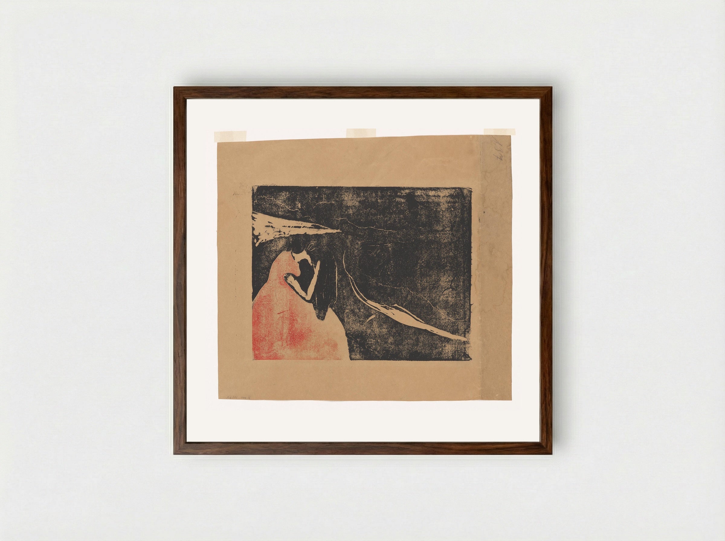 Melancholy II - Edvard Munch - Framed Print Dark Wood