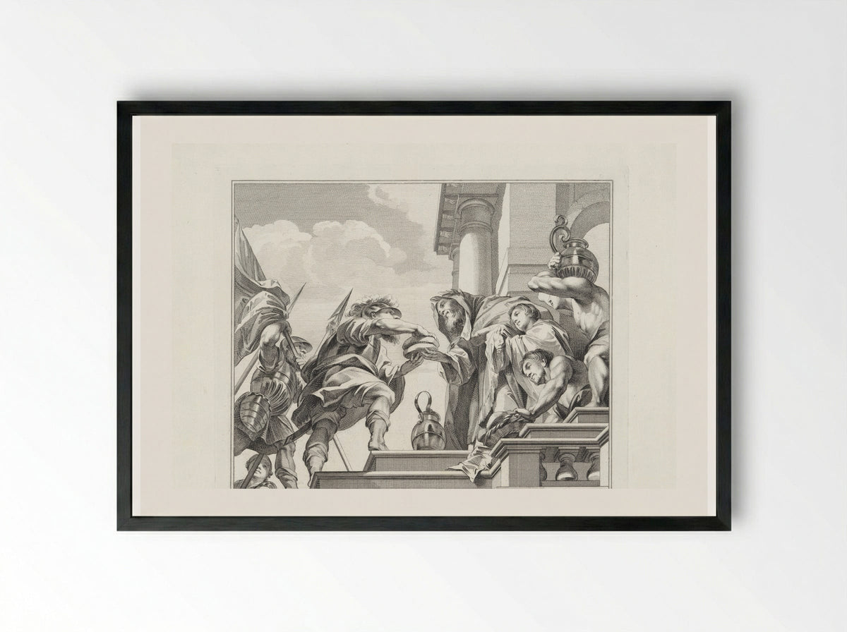 Melchisedek biedt Abraham brood en wijn aan - Jan Punt - Framed Print Black