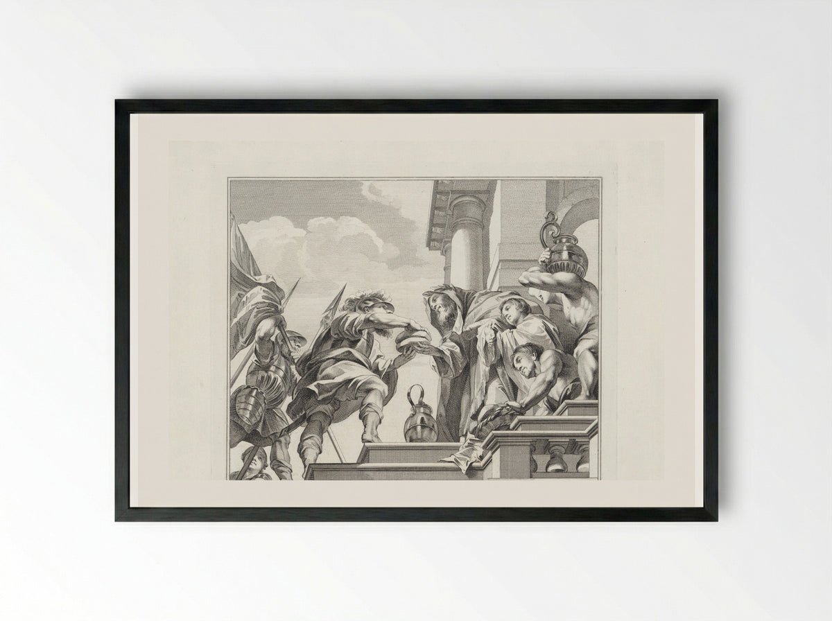 Melchisedek biedt Abraham brood en wijn aan - Jan Punt - Framed Print Black