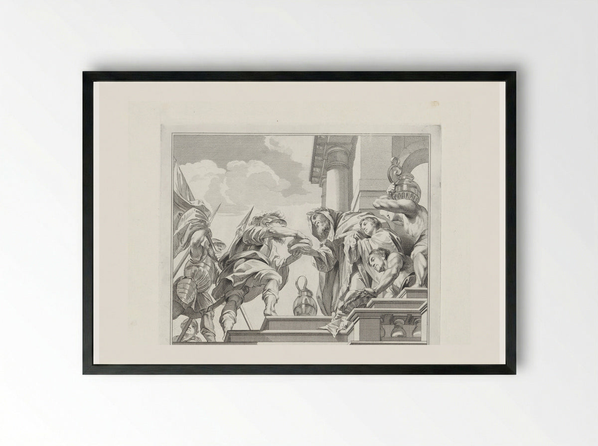 Melchisedek biedt Abraham brood en wijn aan - Jan Punt - Framed Print Black