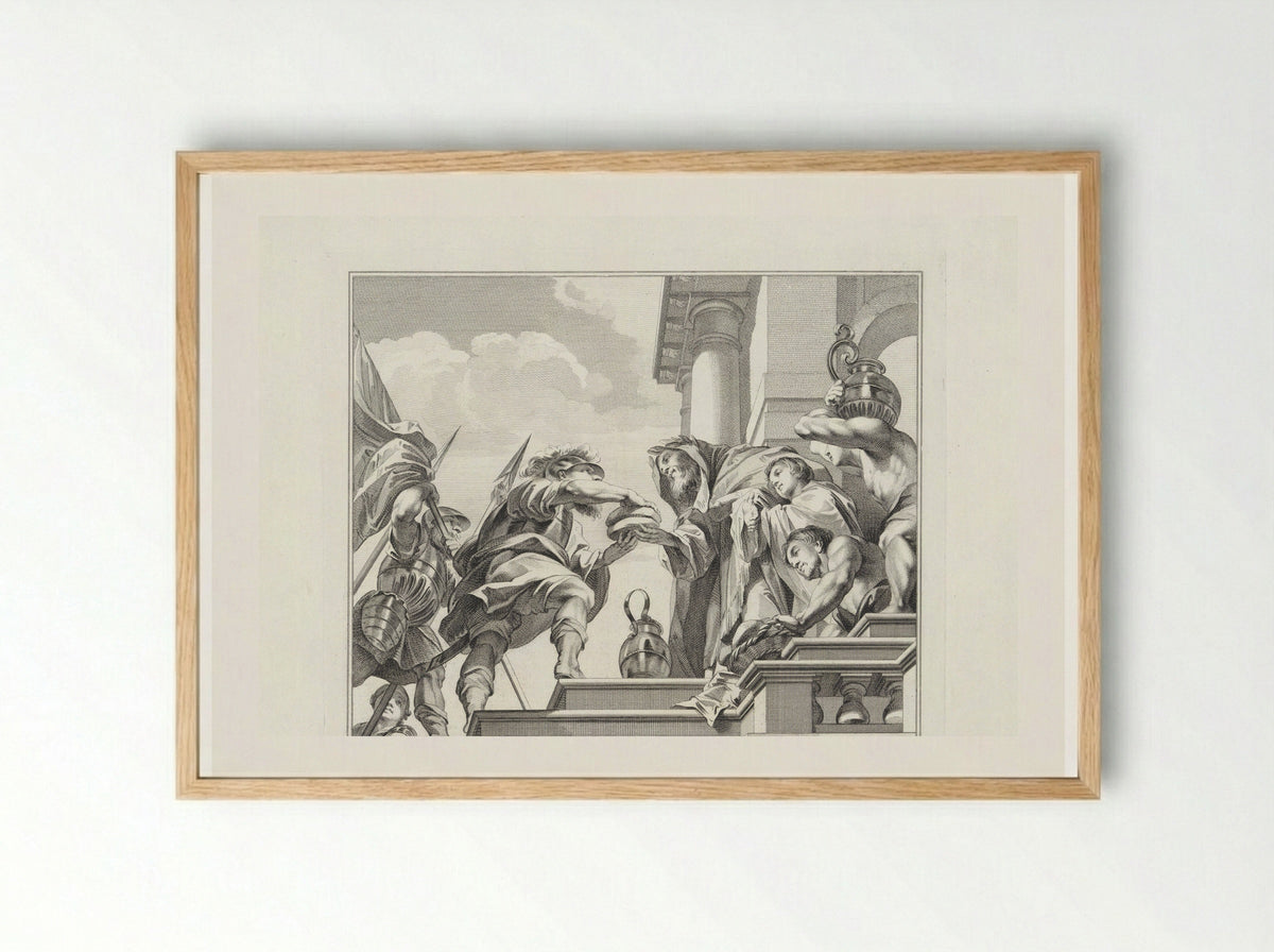 Melchisedek biedt Abraham brood en wijn aan - Jan Punt - Framed Print Wood
