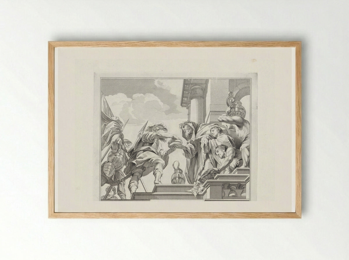 Melchisedek biedt Abraham brood en wijn aan - Jan Punt - Framed Print Wood