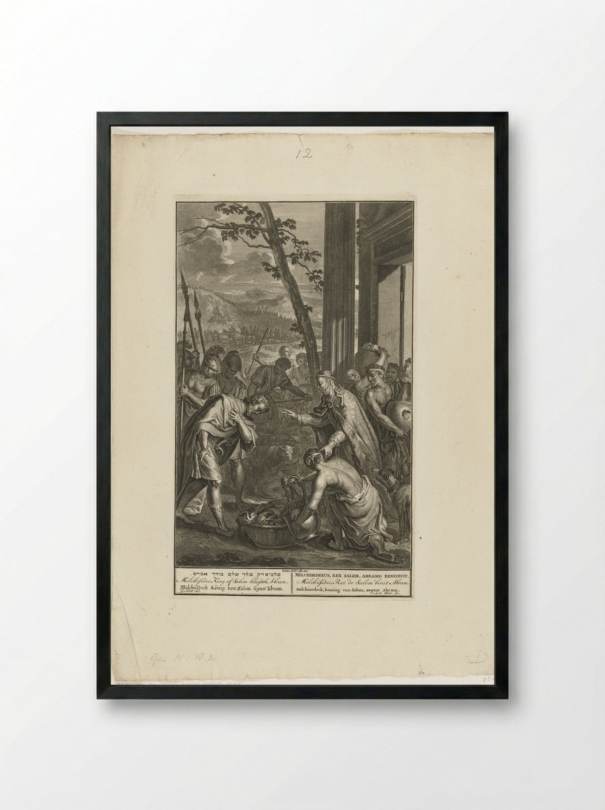 Melchisedek zegent Abraham te Salem - Pieter de Hondt - Framed Print Black