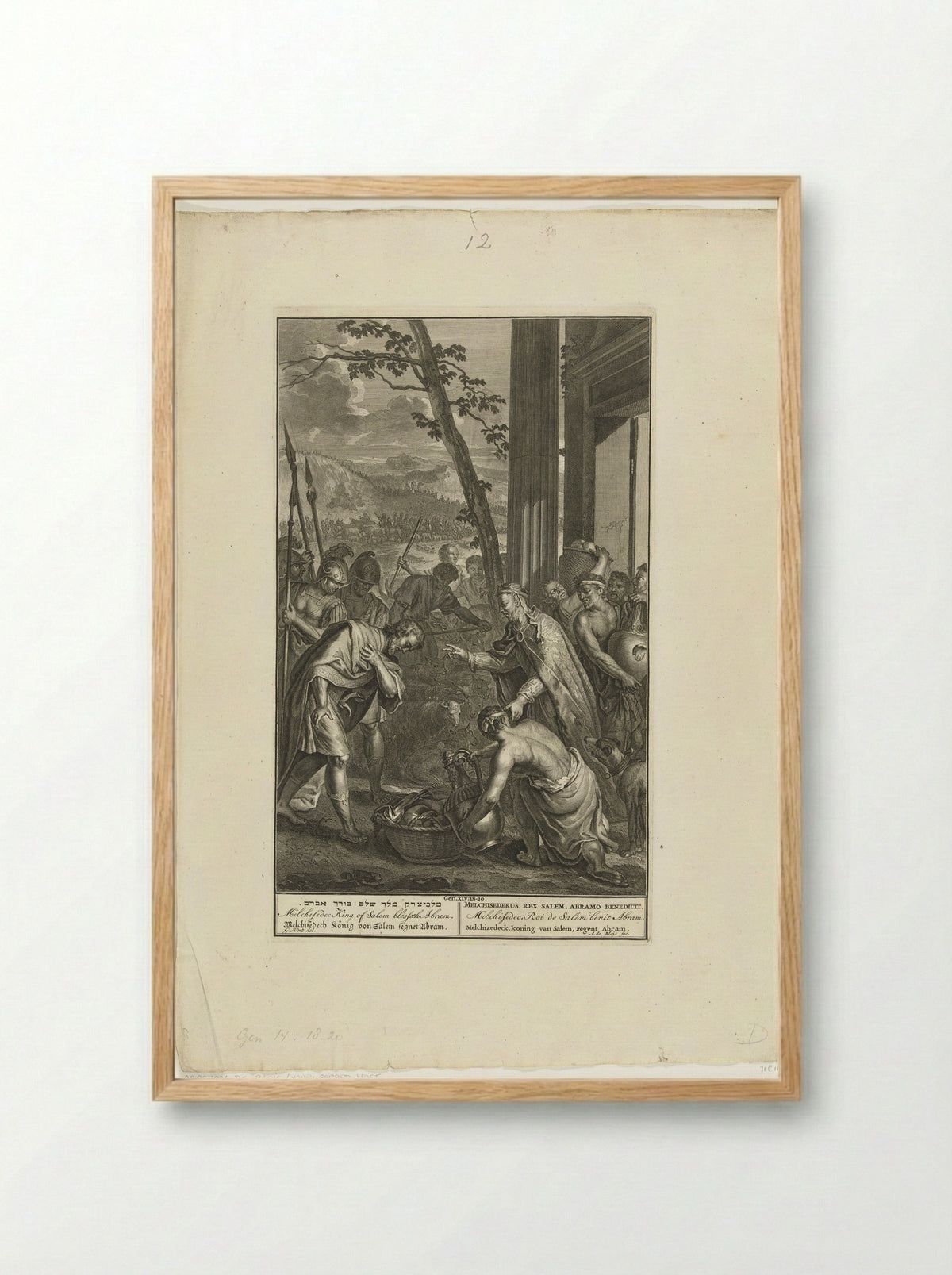 Melchisedek zegent Abraham te Salem - Pieter de Hondt - Framed Print Wood
