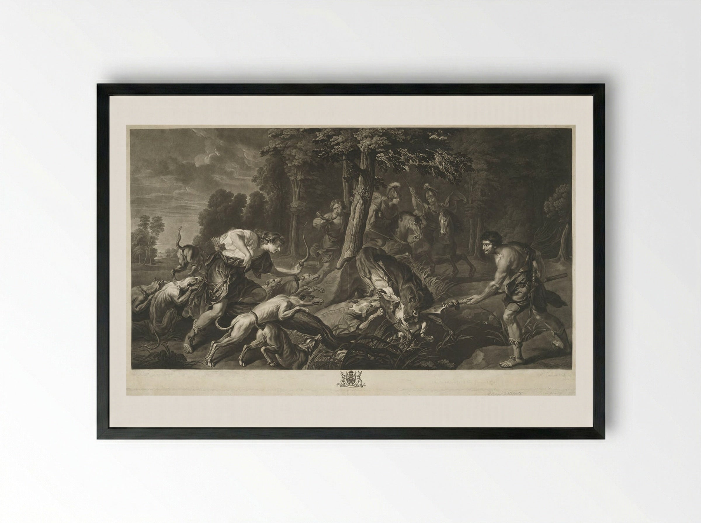 Meleager and Atalanta - Richard Earlom - Framed Print Black