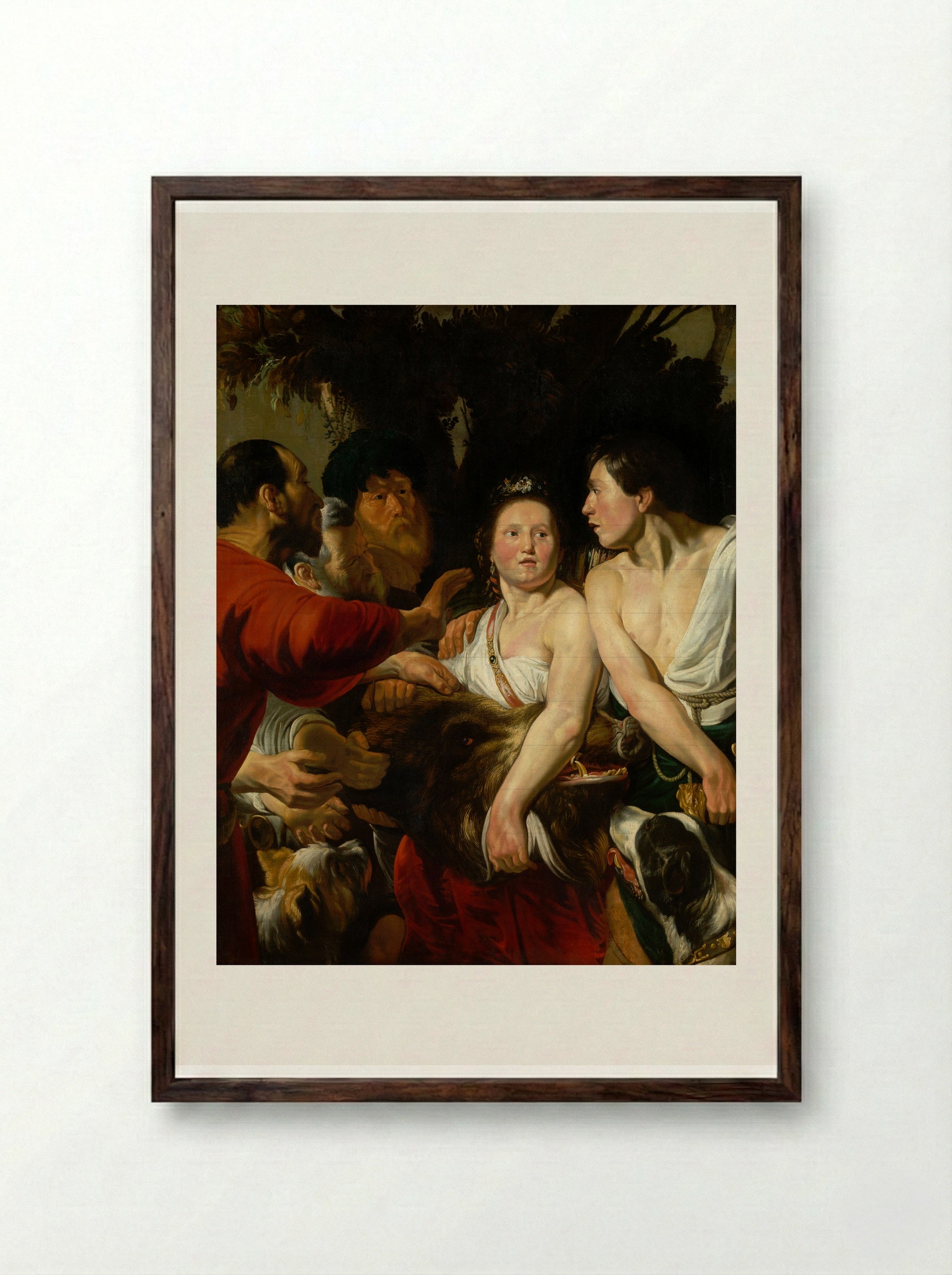 Meleager and Atalanta - Jacob Jordaens - Framed Print Dark Wood