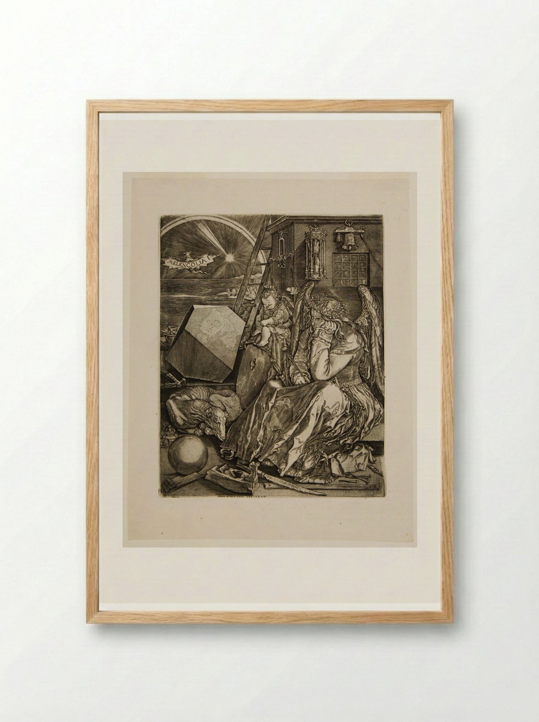 Melencolia I - Johannes Wierix - Framed Print Wood