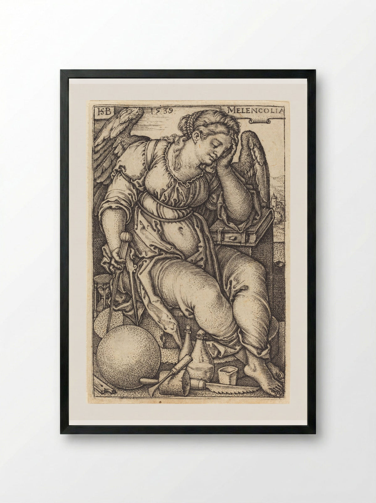 Melencolia - Sebald Beham - Framed Print Black