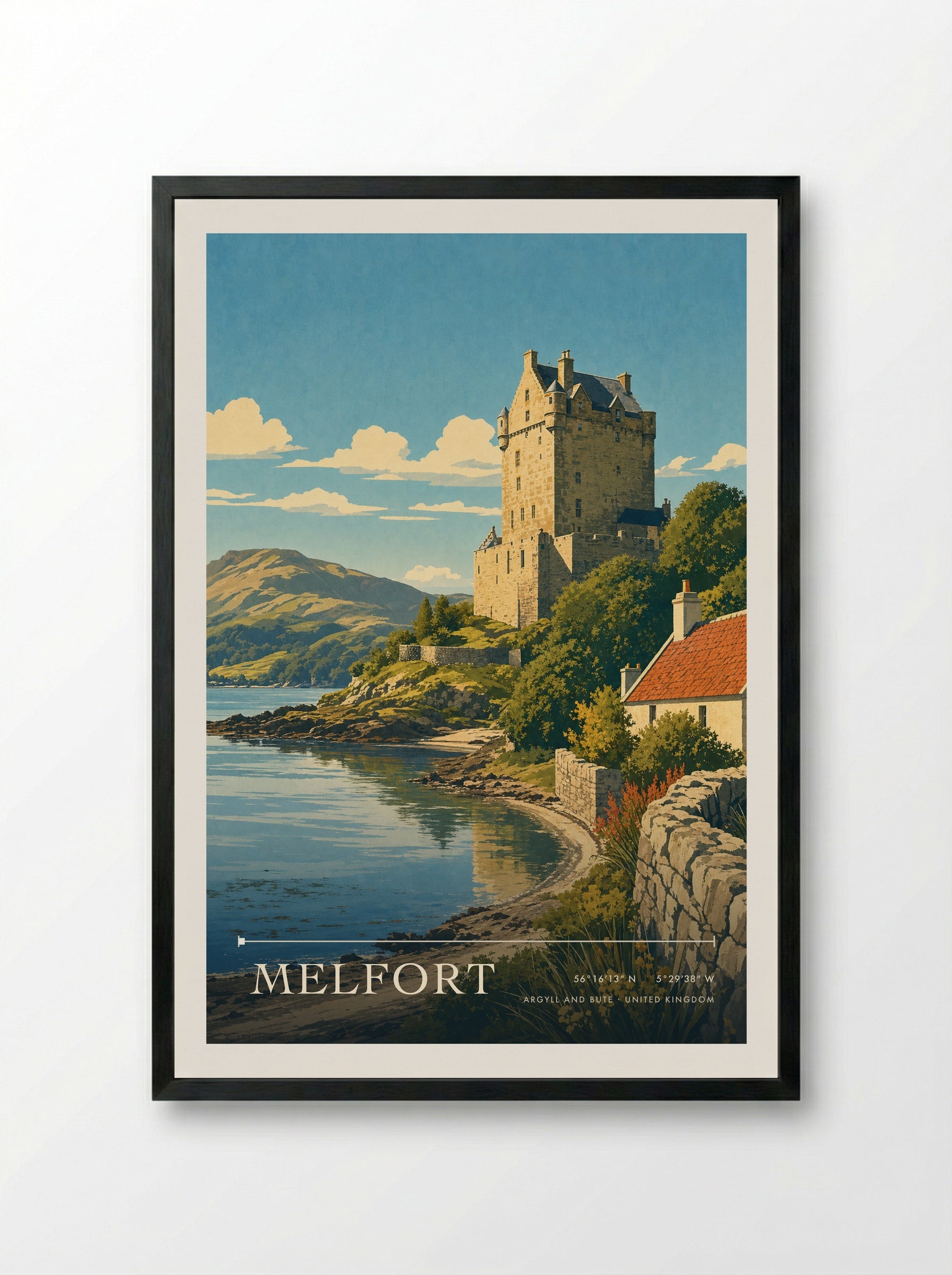 Melfort Argyll and Bute United Kingdom Travel Poster - Framed Print Black