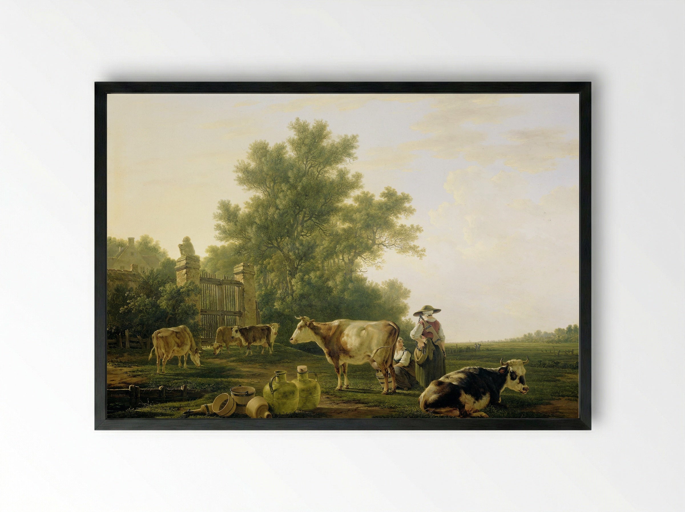 Melktijd (Milking Time) - Jacob van Strij - Framed Print Black