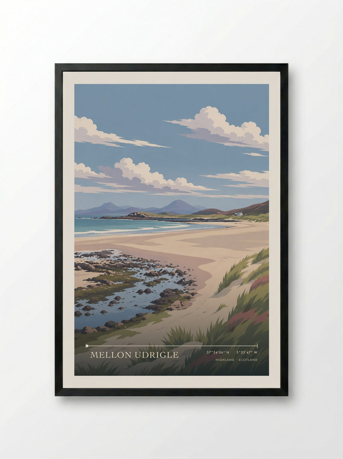 Mellon Udrigle, Highland | Travel Poster - Framed Print Black