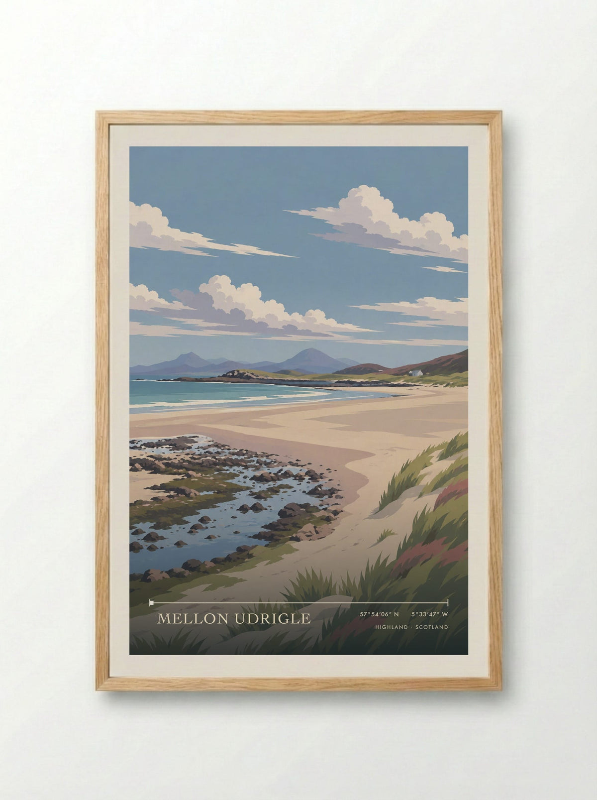 Mellon Udrigle, Highland | Travel Poster - Framed Print Wood
