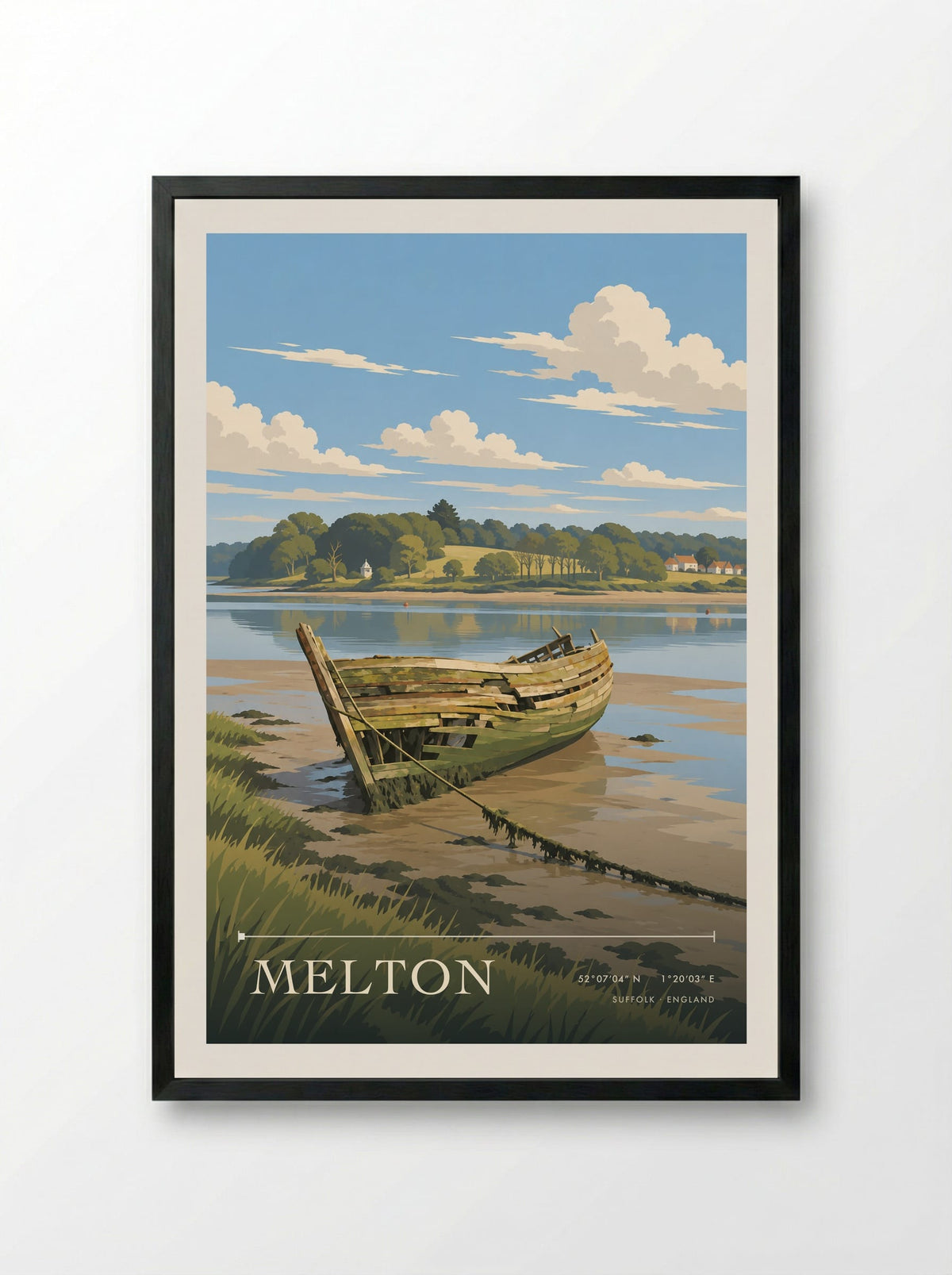 Melton, Suffolk | Travel Poster - Framed Print Black