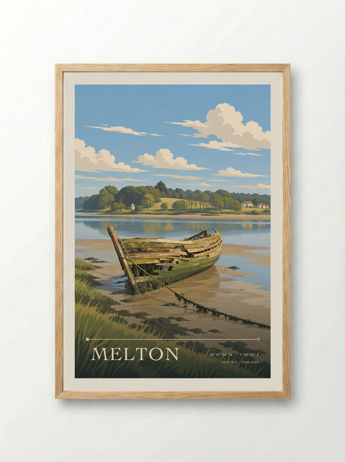 Melton, Suffolk | Travel Poster - Framed Print Wood