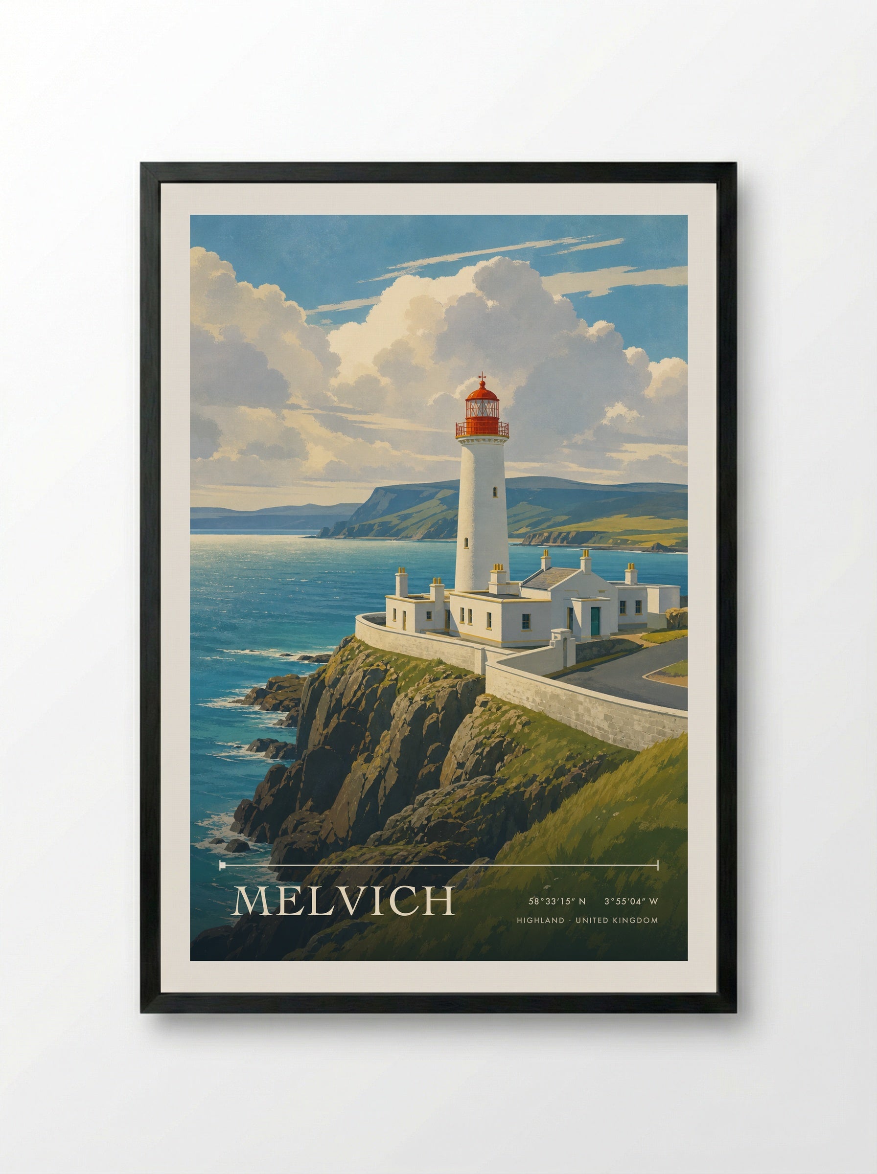 Melvich Highland United Kingdom Travel Poster - Framed Print Black