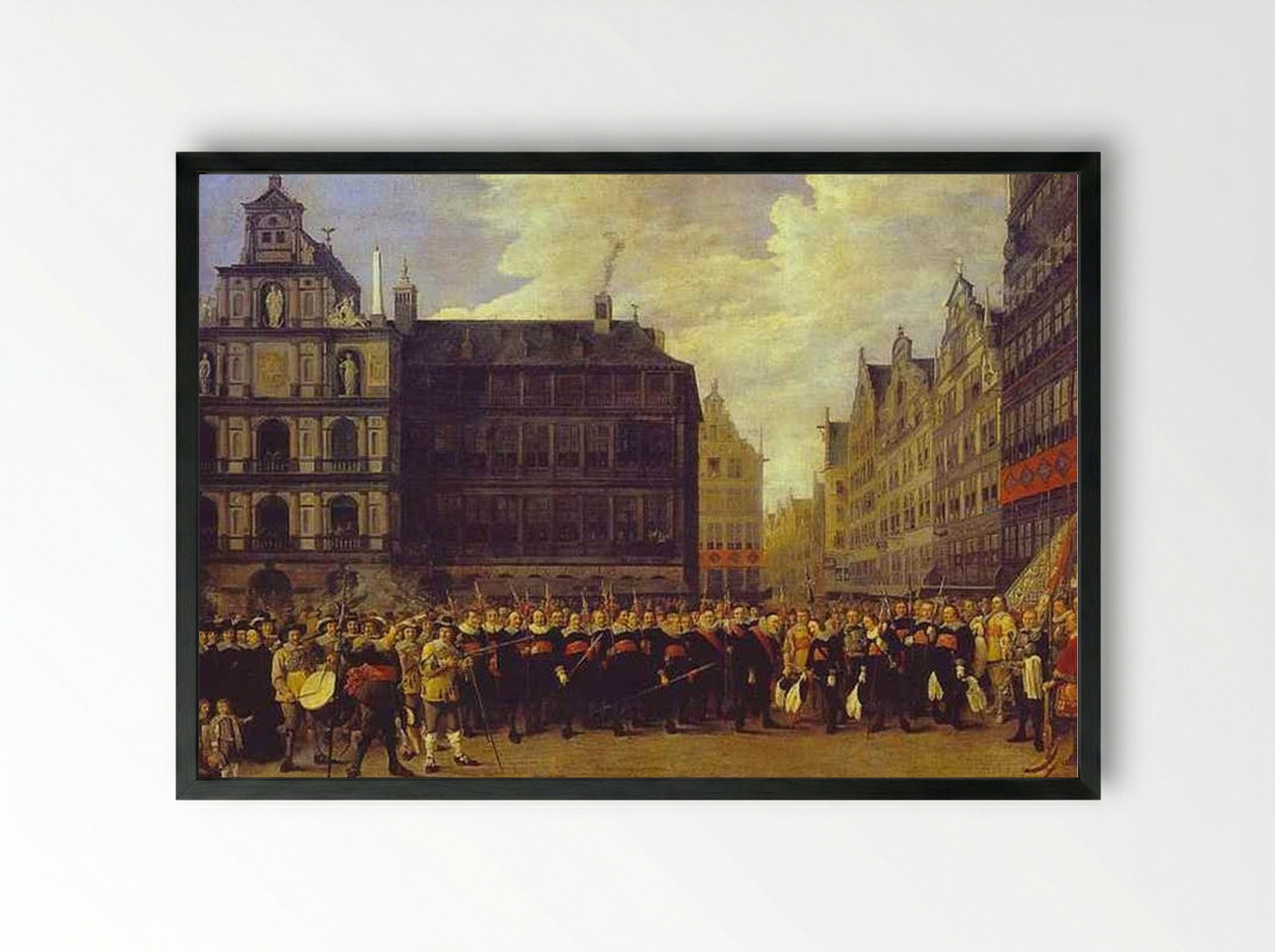 Members of Antwerp Town Council and Masters of the Armaments Guild - David Teniers the Younger - Framed Print Black