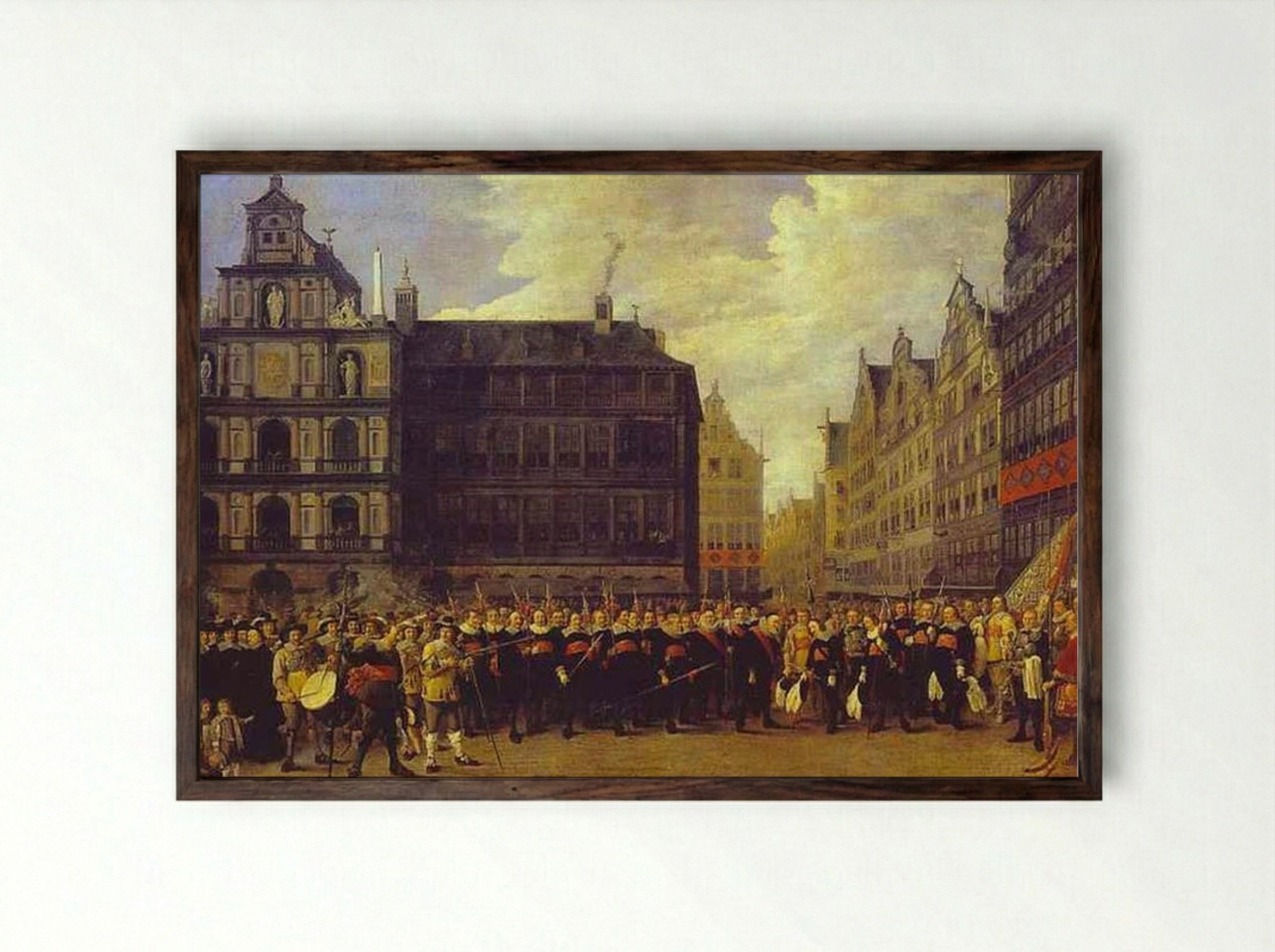 Members of Antwerp Town Council and Masters of the Armaments Guild - David Teniers the Younger - Framed Print Dark Wood