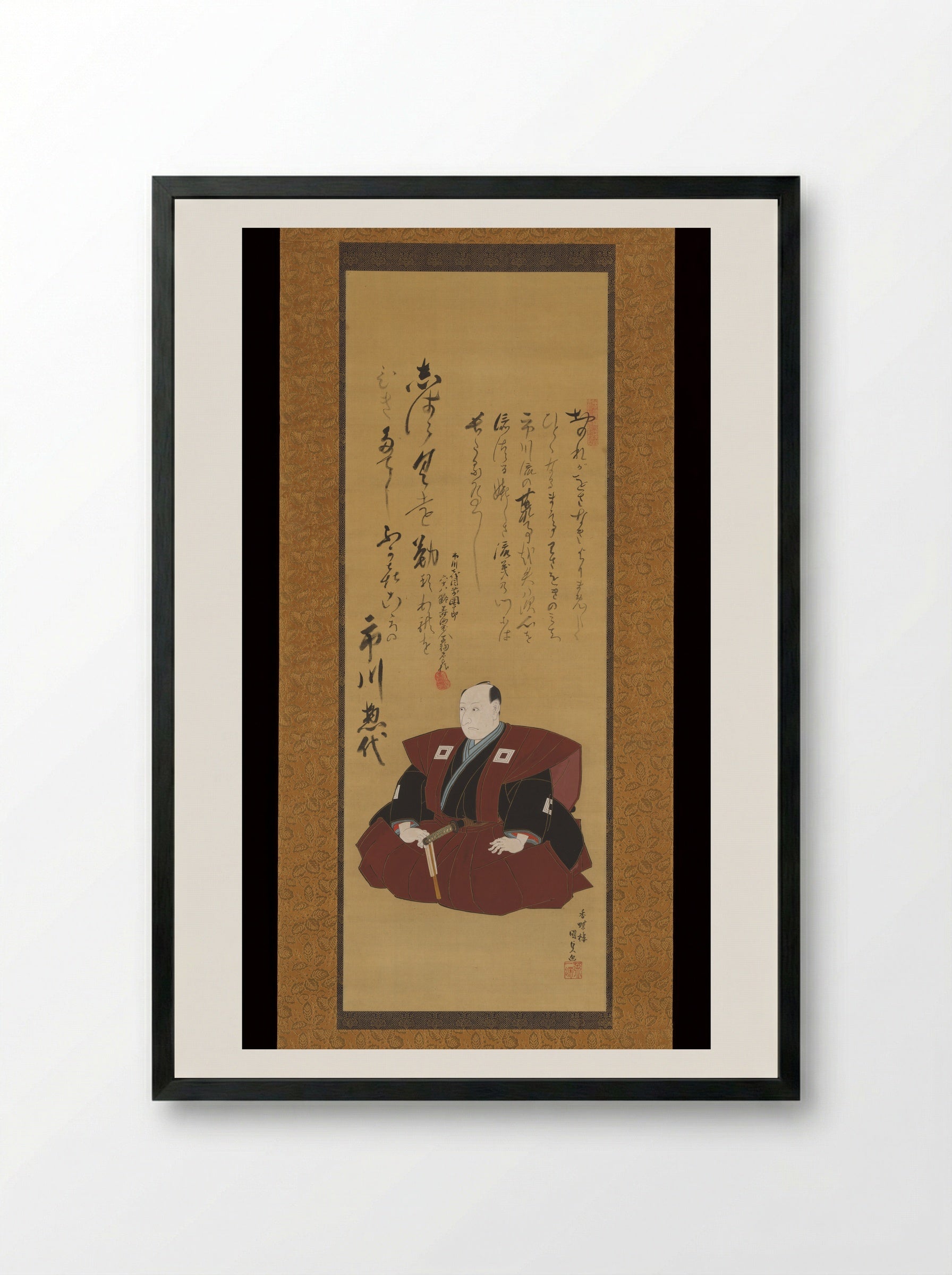 Memorial Portrait of the Actor Ichikawa Ōmezō I - Utagawa Kunisada - Framed Print Black