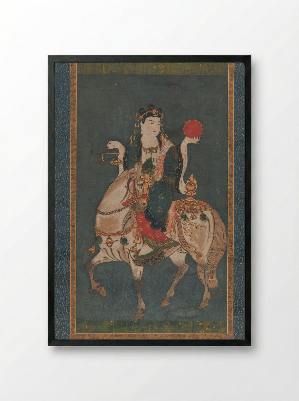 Memyō Bosatsu (Ashvaghosha Bodhisattva) Mounted on a Horse - Fine Art Print - Framed Print Black