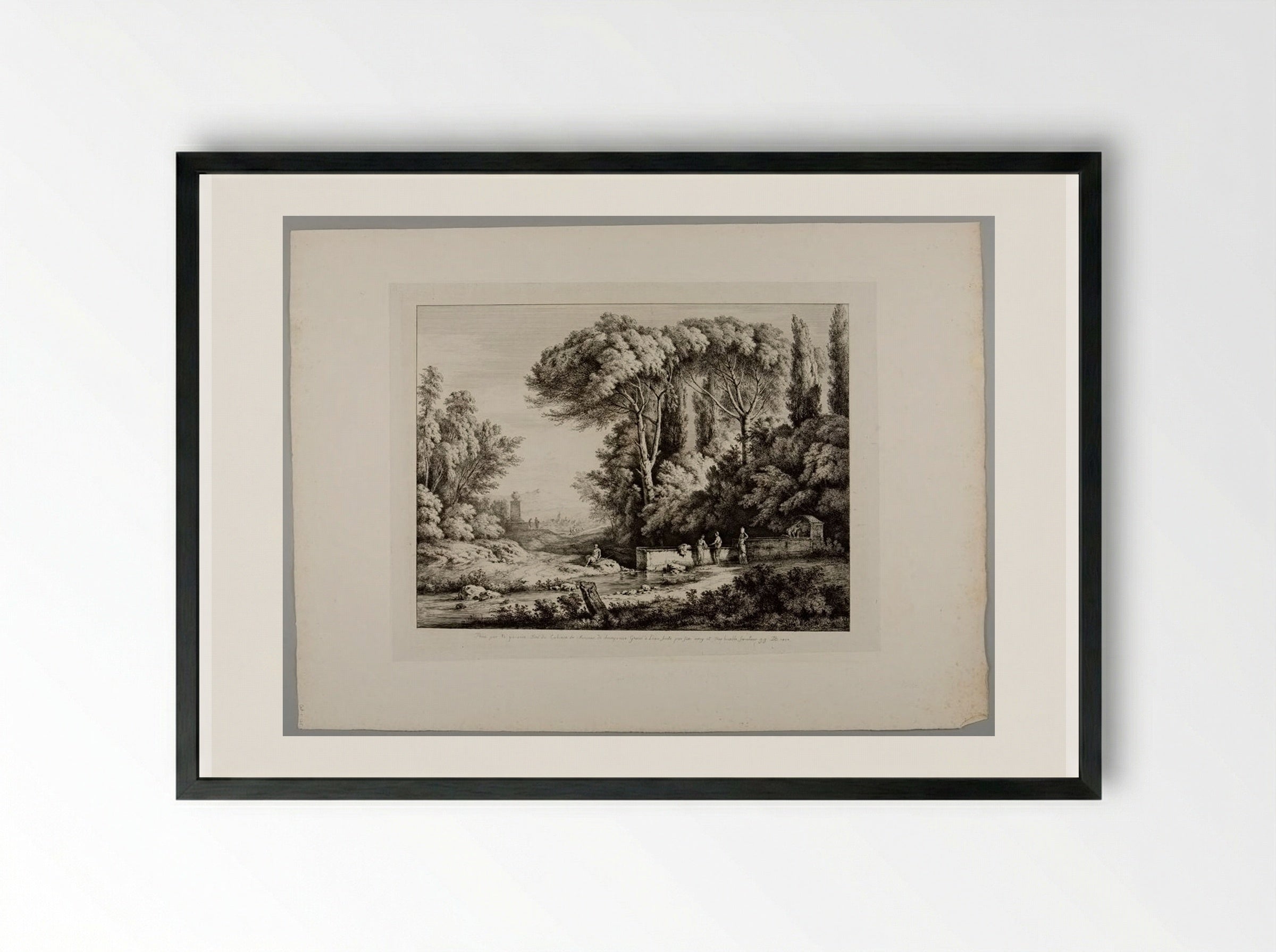 Men and Women at a Fountain - Jean-Jacques de Boissieu - Framed Print Black