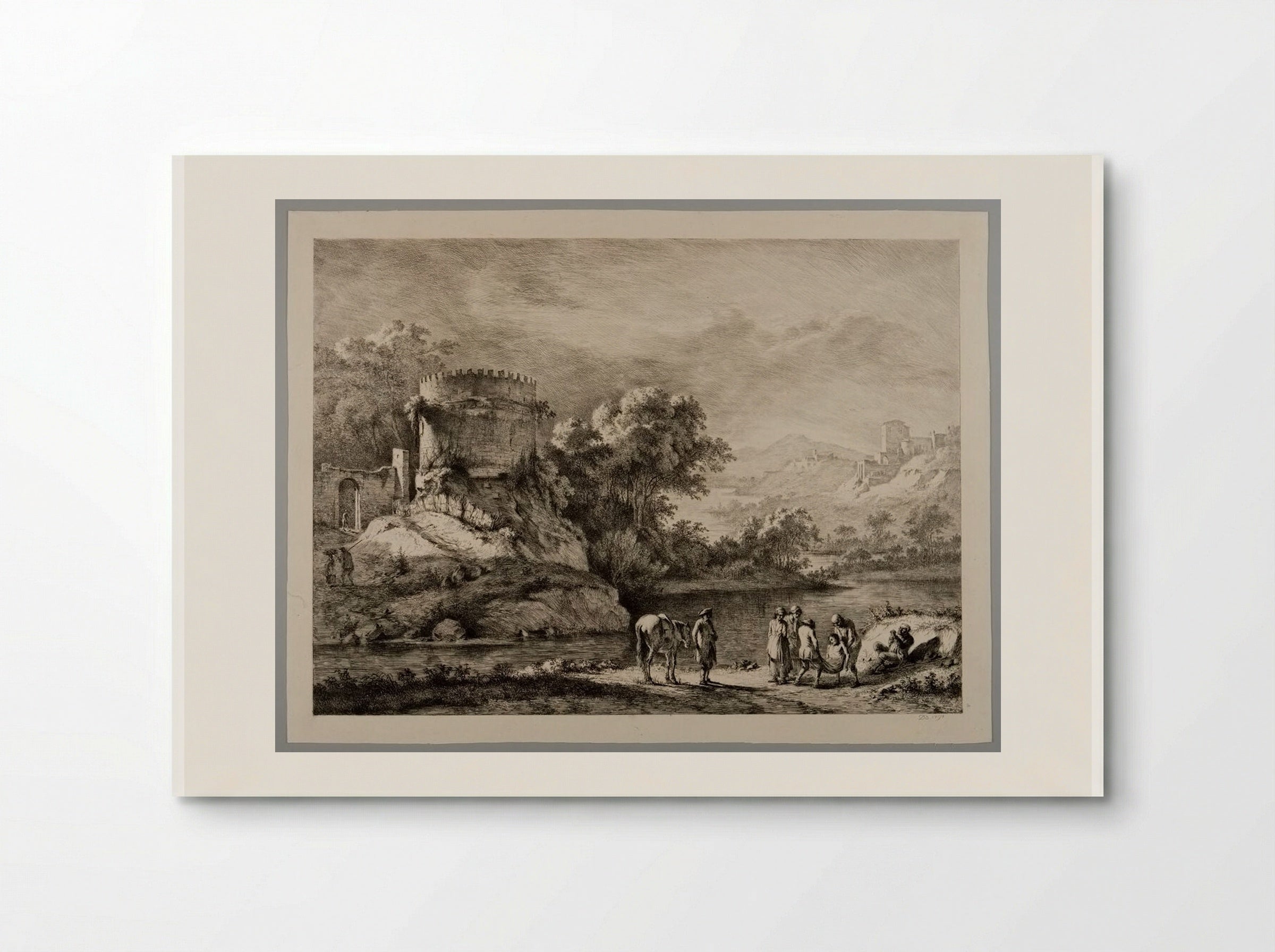 Men on Bank of a River Carrying a Drowned Man - Jean-Jacques de Boissieu - Poster
