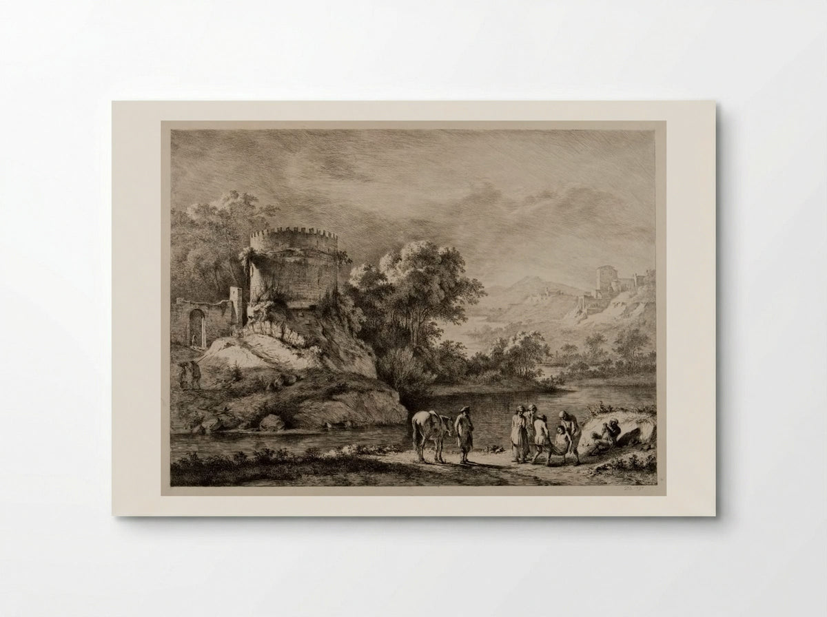 Men on Bank of a River Carrying a Drowned Man - Jean-Jacques de Boissieu - Poster