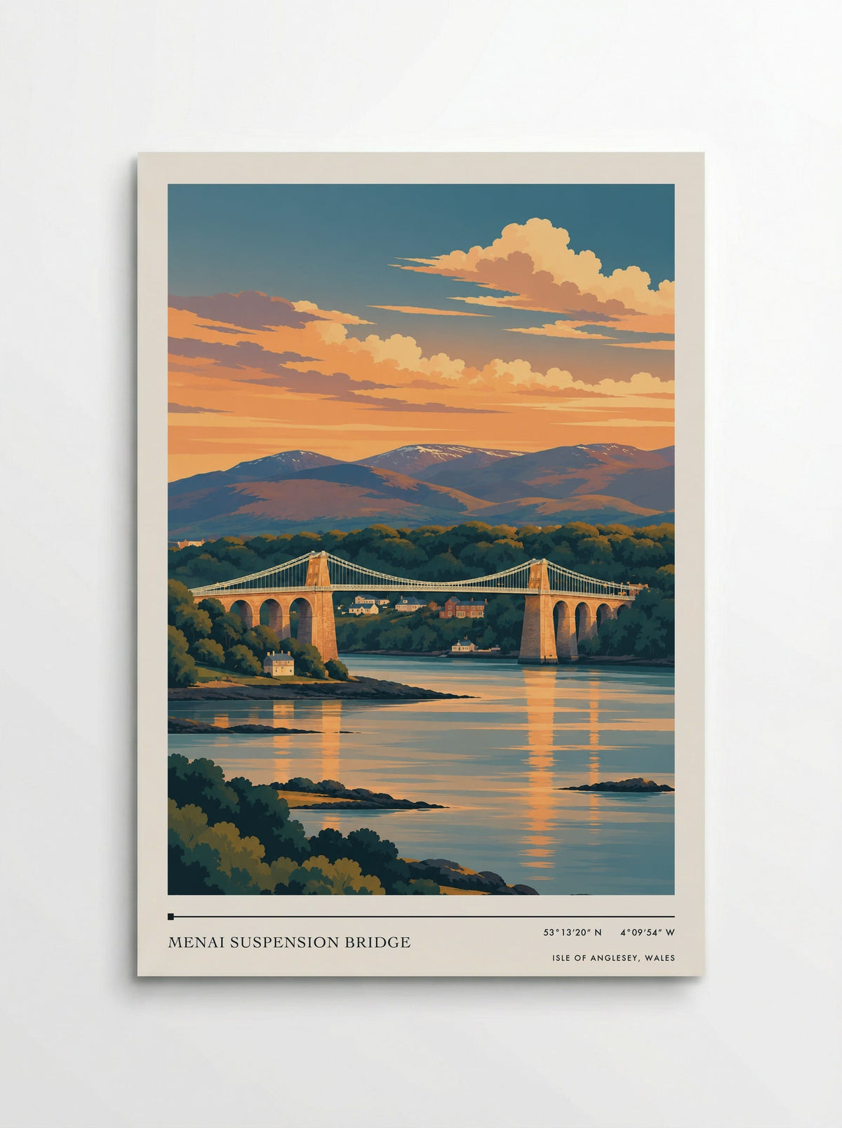 Menai Suspension Bridge, Isle of Anglesey, Wales | Travel Poster - Poster