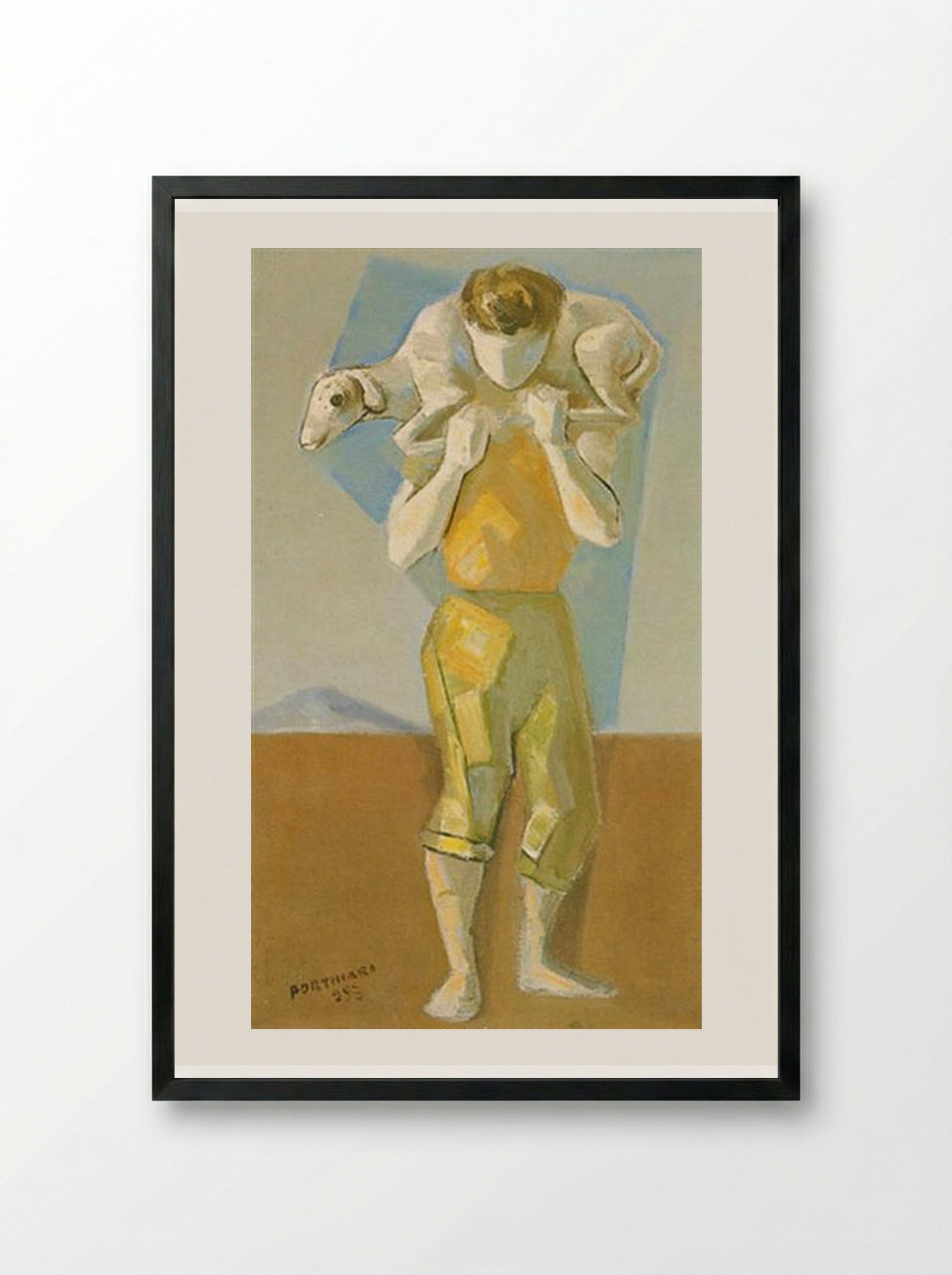 Menino com carneiro - Candido Portinari - Framed Print Black