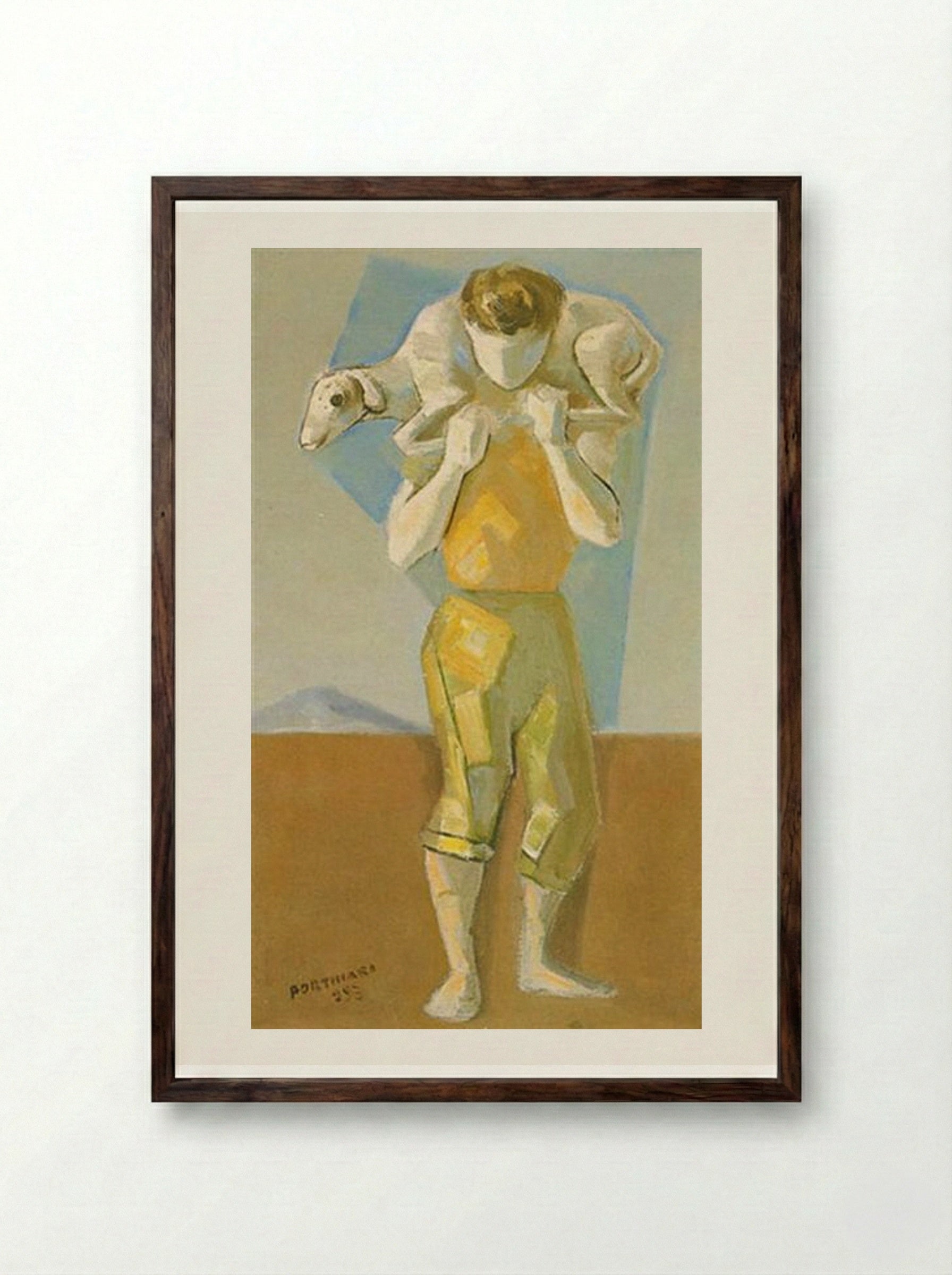 Menino com carneiro - Candido Portinari - Framed Print Dark Wood