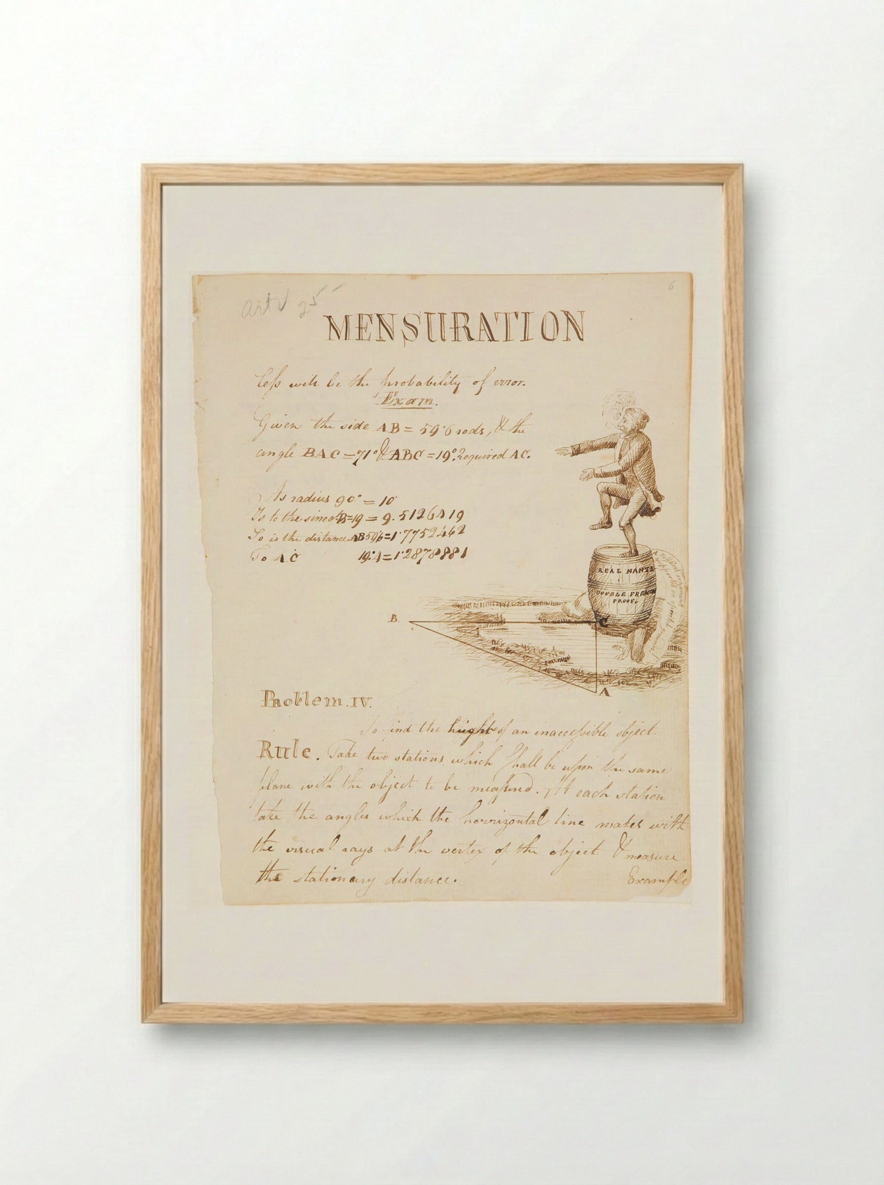 Mensuration: Drawing to Illustrate a Geometry Problem (IV) - Washington Allston - Framed Print Wood
