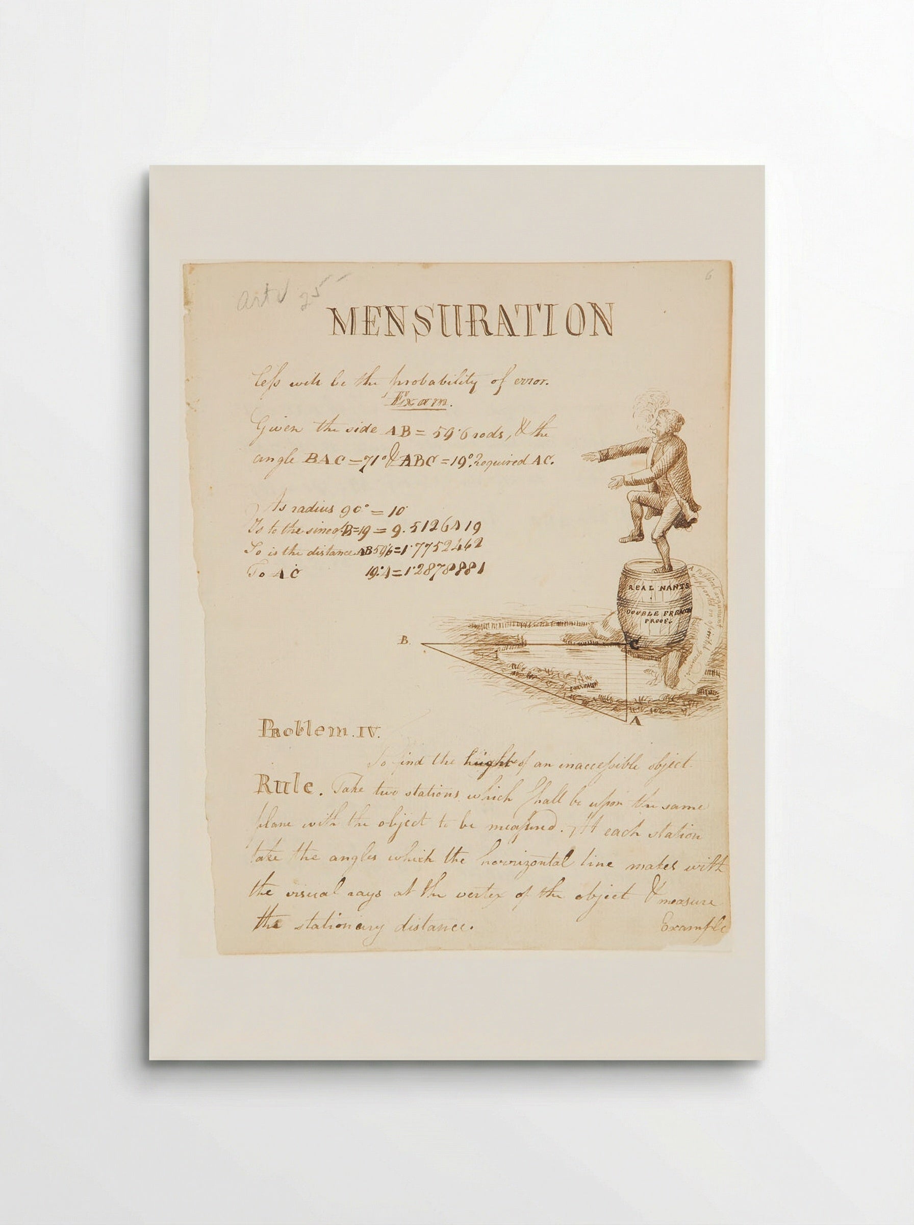 Mensuration: Drawing to Illustrate a Geometry Problem (IV) - Washington Allston - Poster