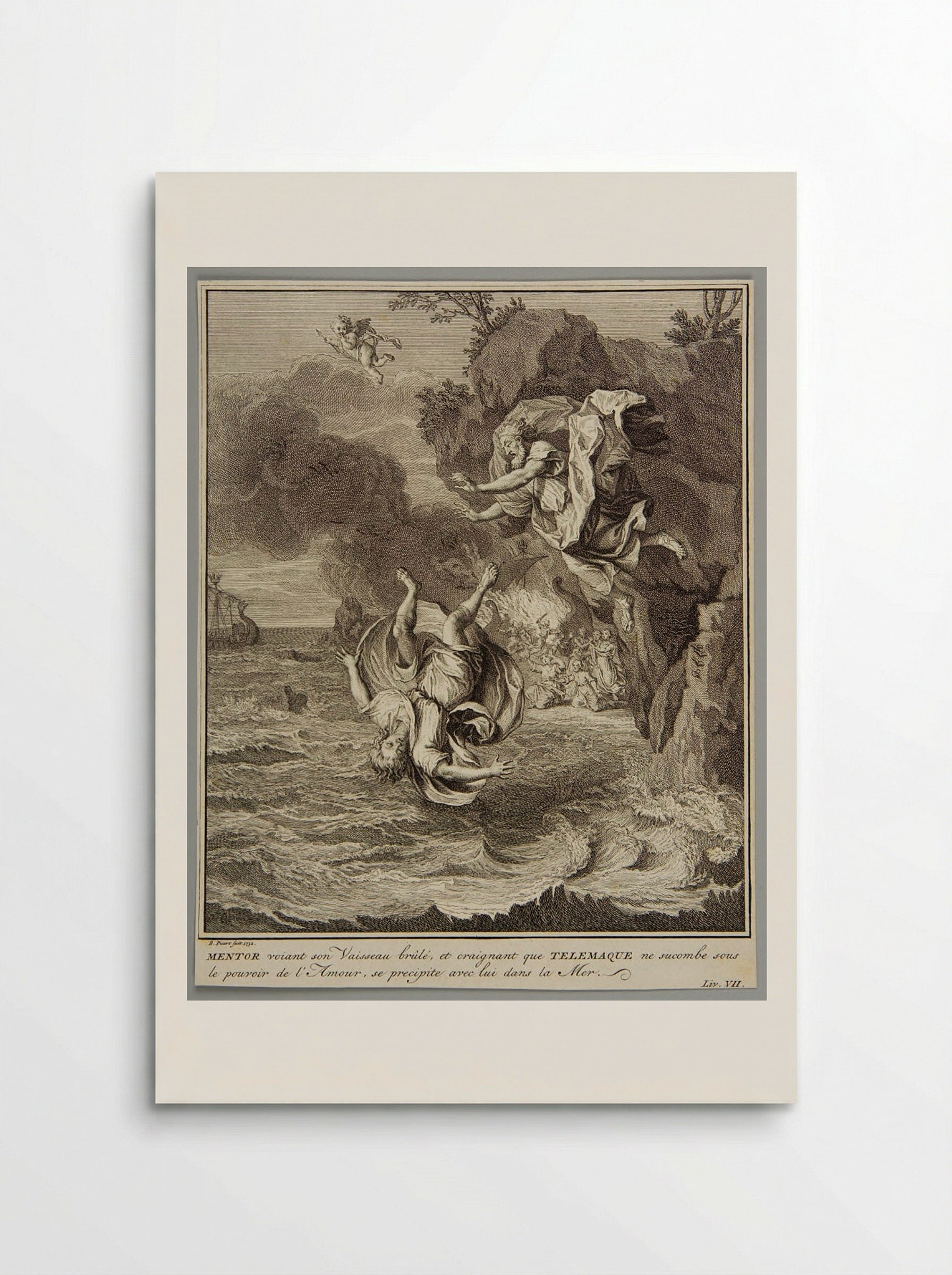 Mentor and Telemachus Falling into the Sea - Bernard Picart - Poster