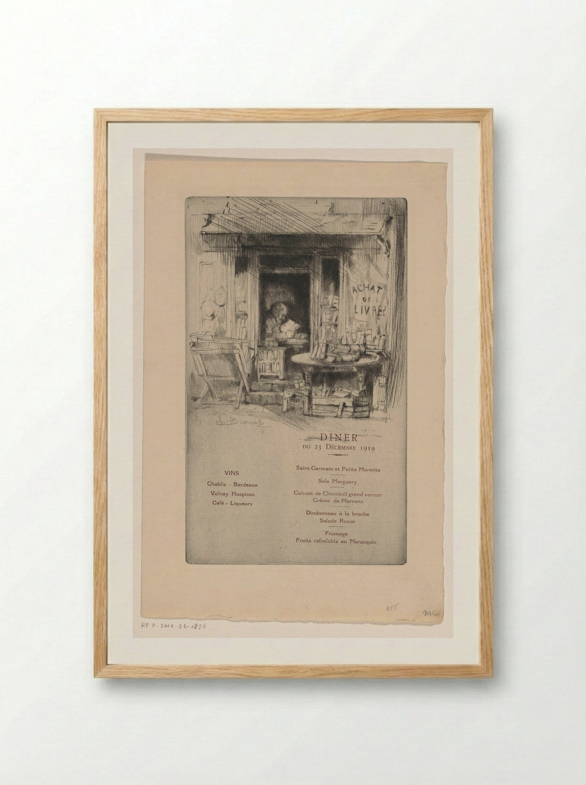 Menukaart voor Les Cent bibliophiles - Eugène Delâtre - Framed Print Wood