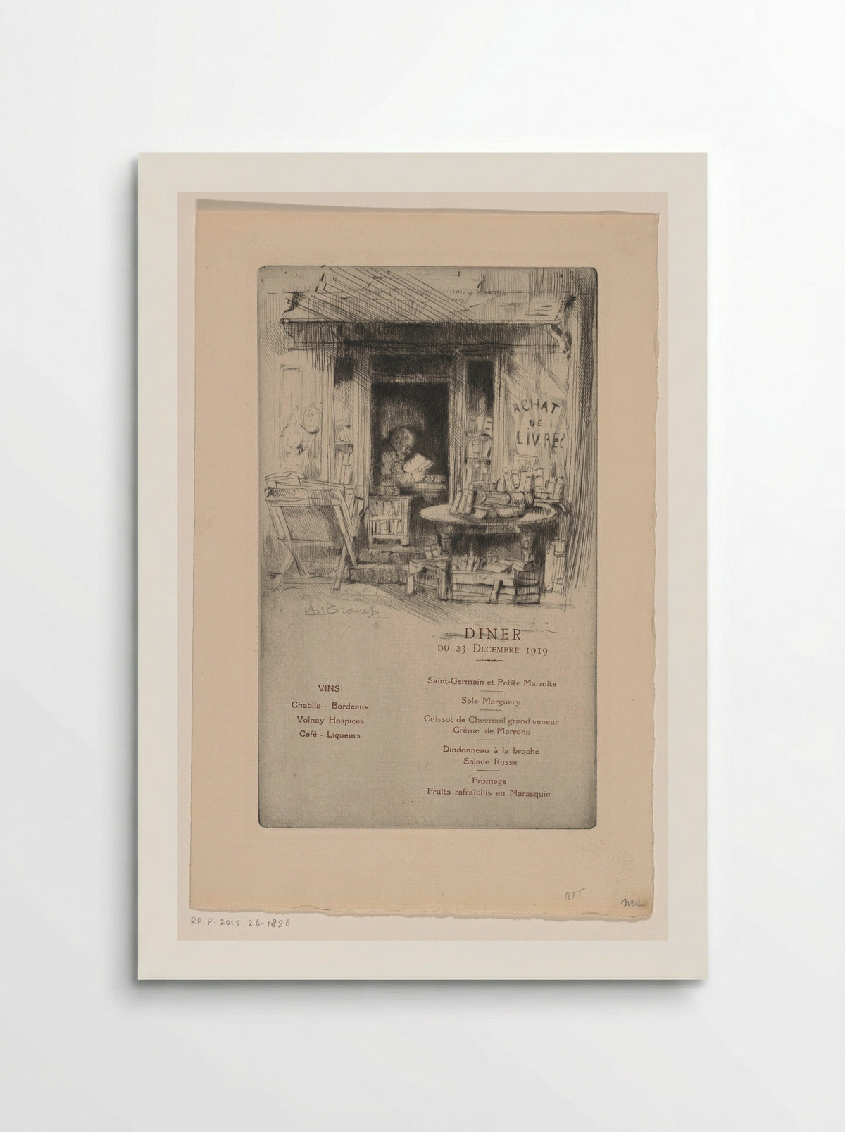 Menukaart voor Les Cent bibliophiles - Eugène Delâtre - Poster
