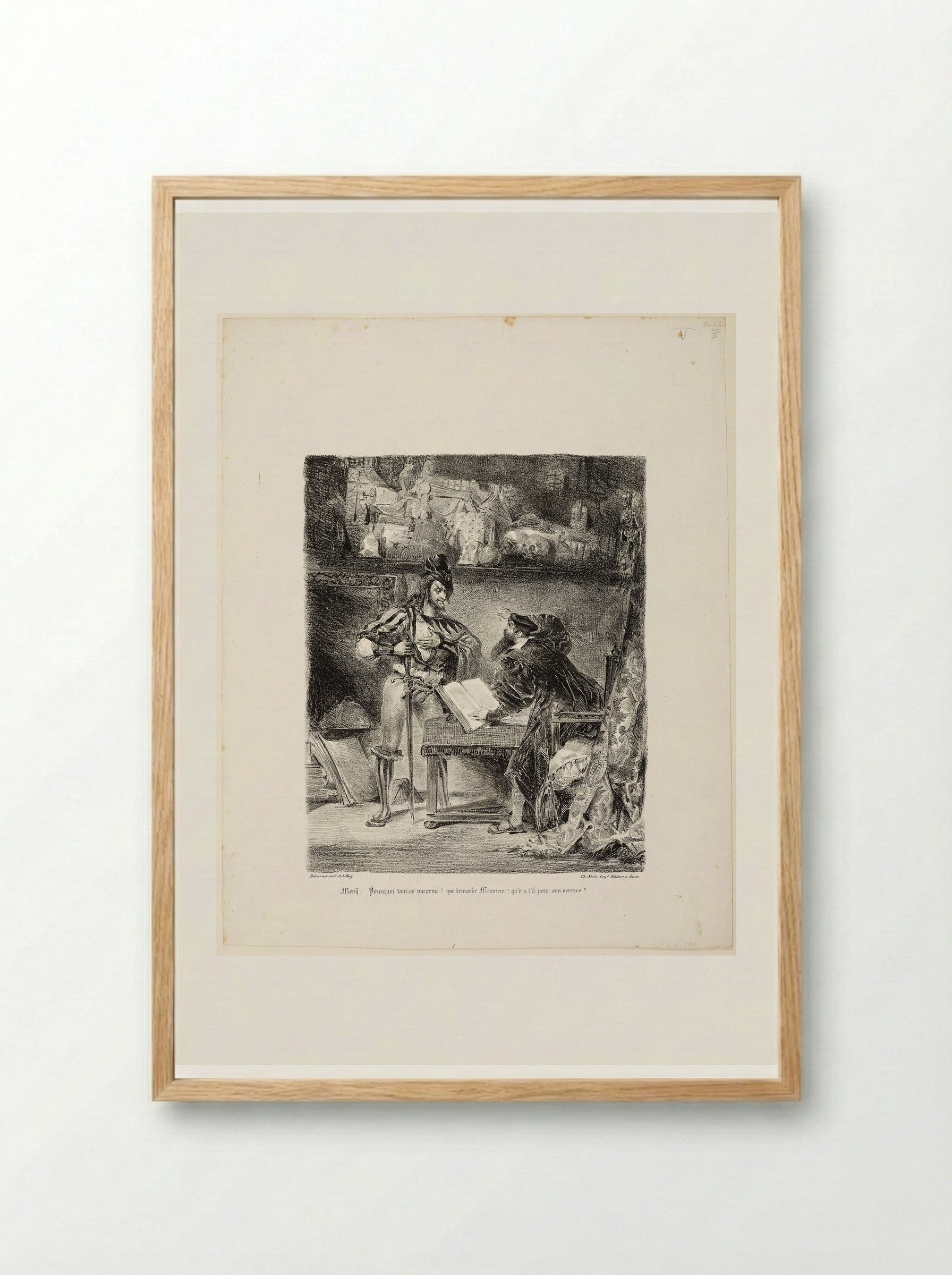Mephistopheles Appearing to Faust - Ferdinand-Victor-Eugène Delacroix - Framed Print Wood