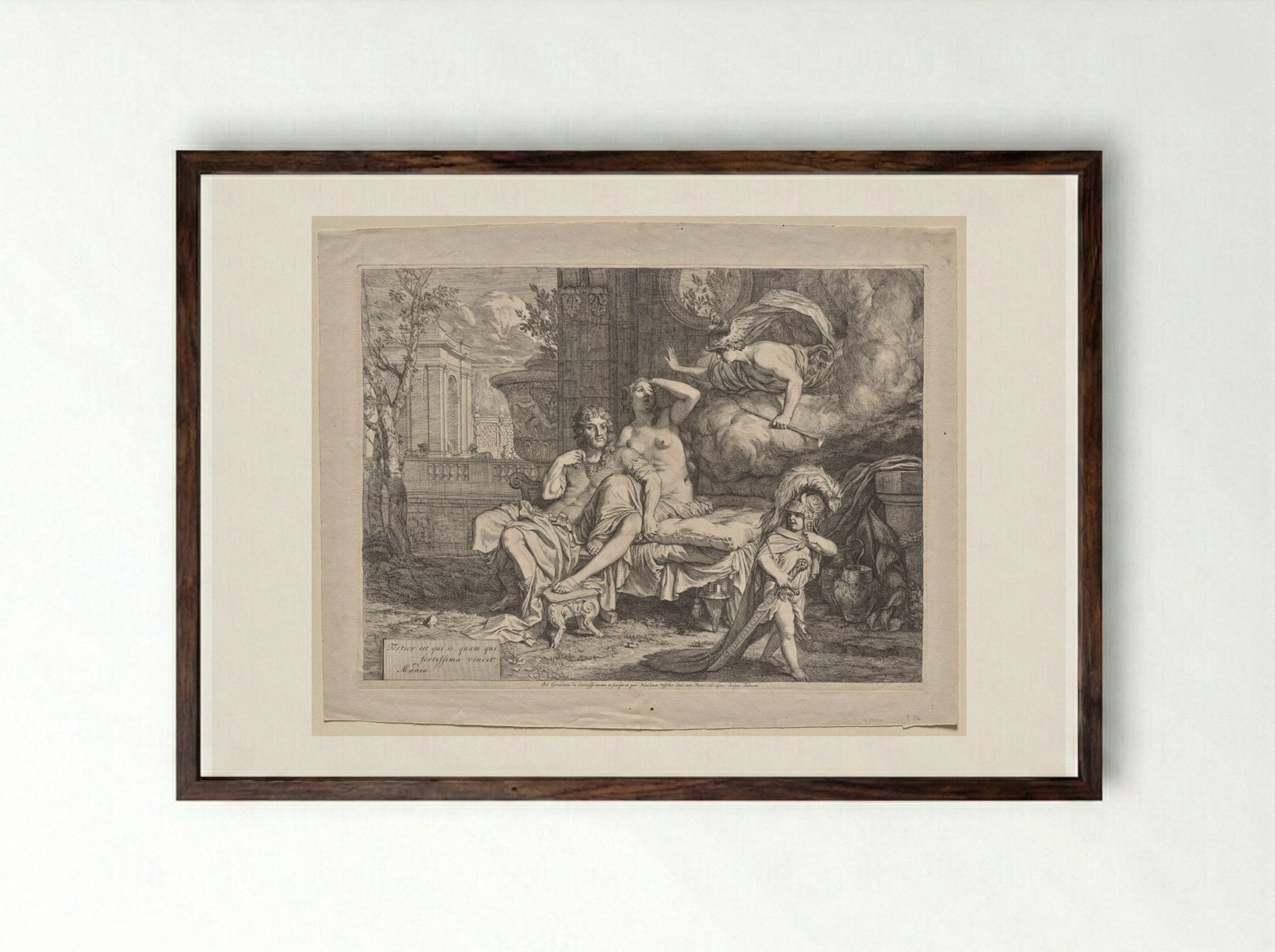 Mercury Orders Calypso to Allow Ulysses to Depart - Gerard de Lairesse - Framed Print Dark Wood