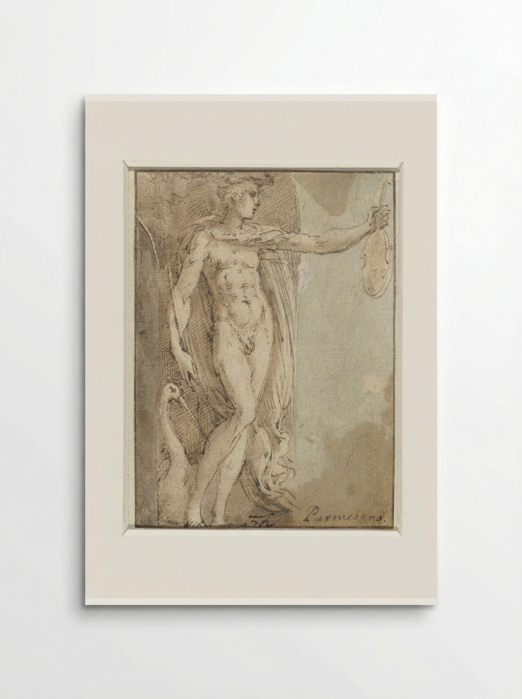 Mercury Standing in a Niche with a Violin and an Ibis - Parmigianino - Poster
