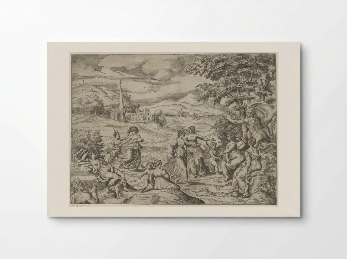 Mercury Telling the Story of Pan and Syrinx - Giulio Bonasone - Poster
