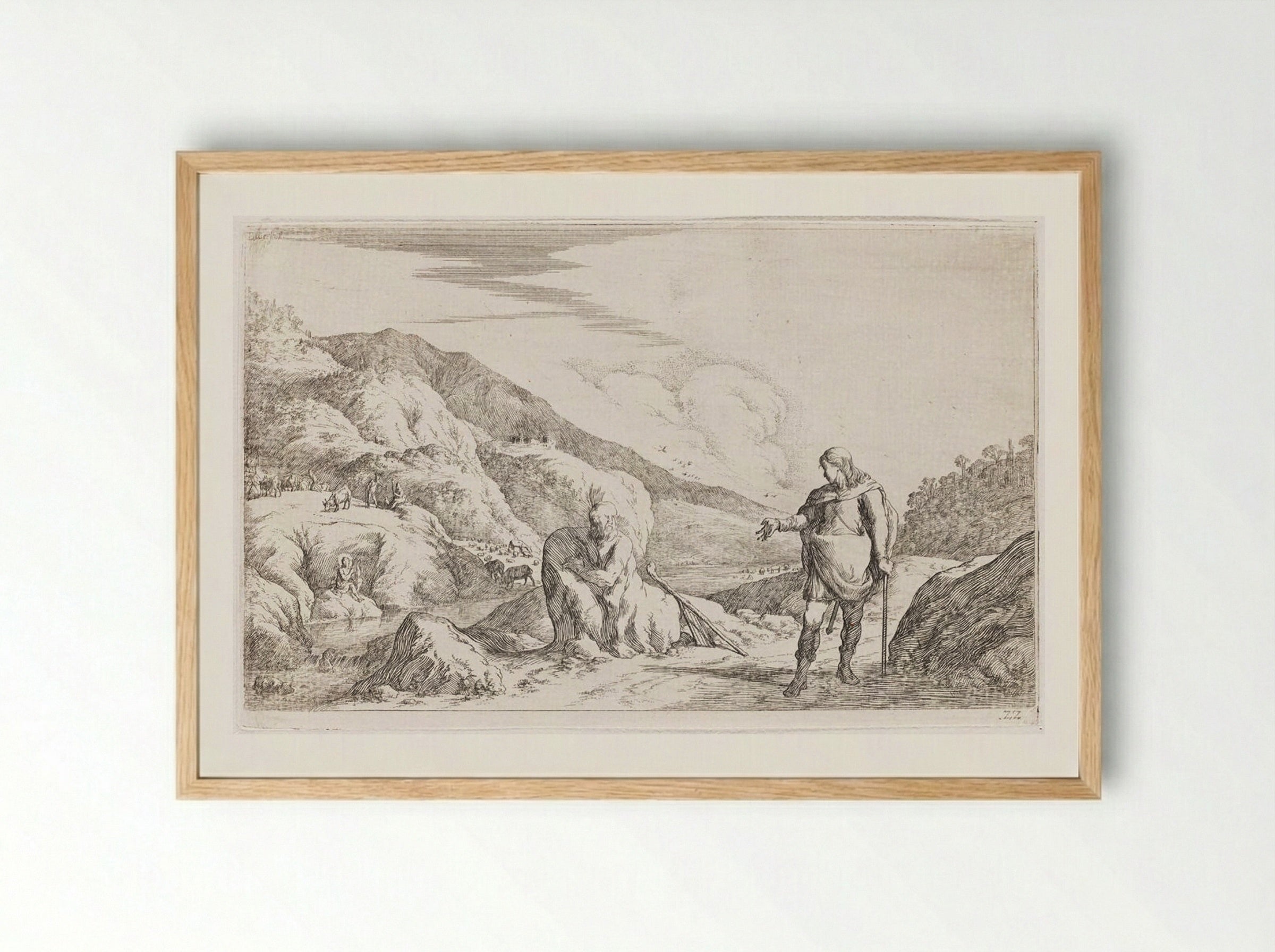 Mercury Transforms Battus into Stone - Johann Wilhelm Baur - Framed Print Wood
