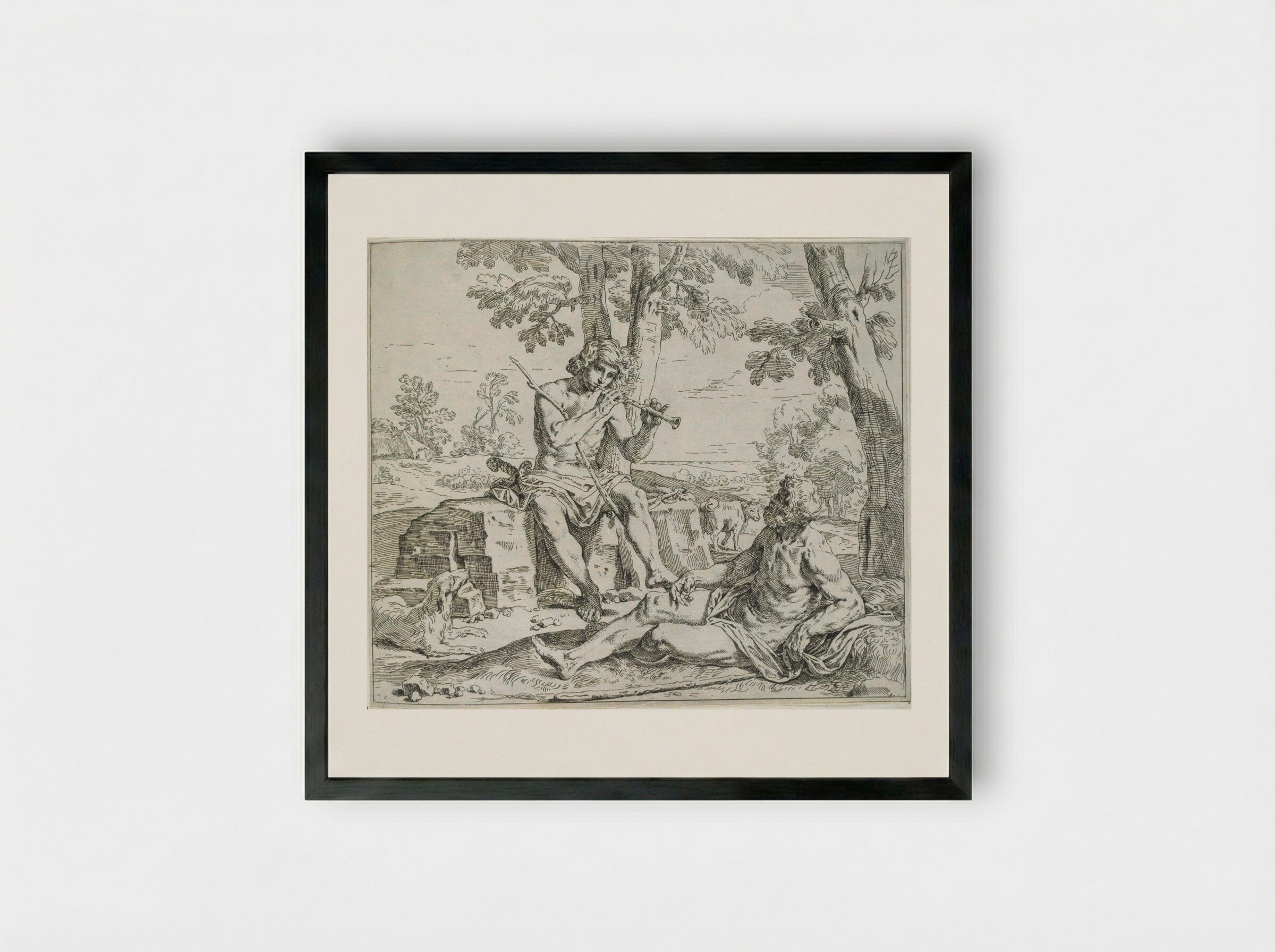 Mercury and Argus - Simone Cantarini - Framed Print Black