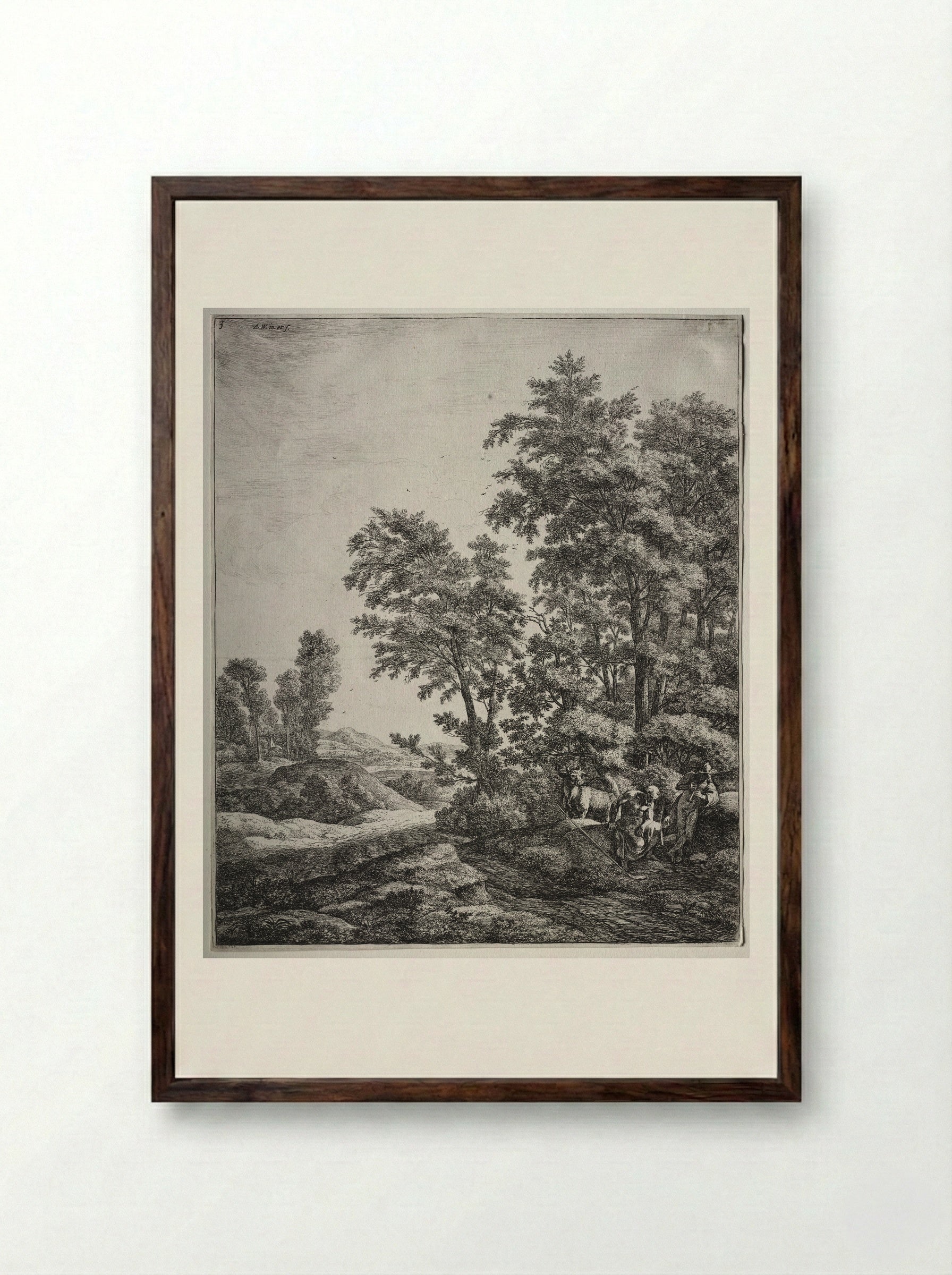Mercury and Argus - Anthonie Waterloo - Framed Print Dark Wood