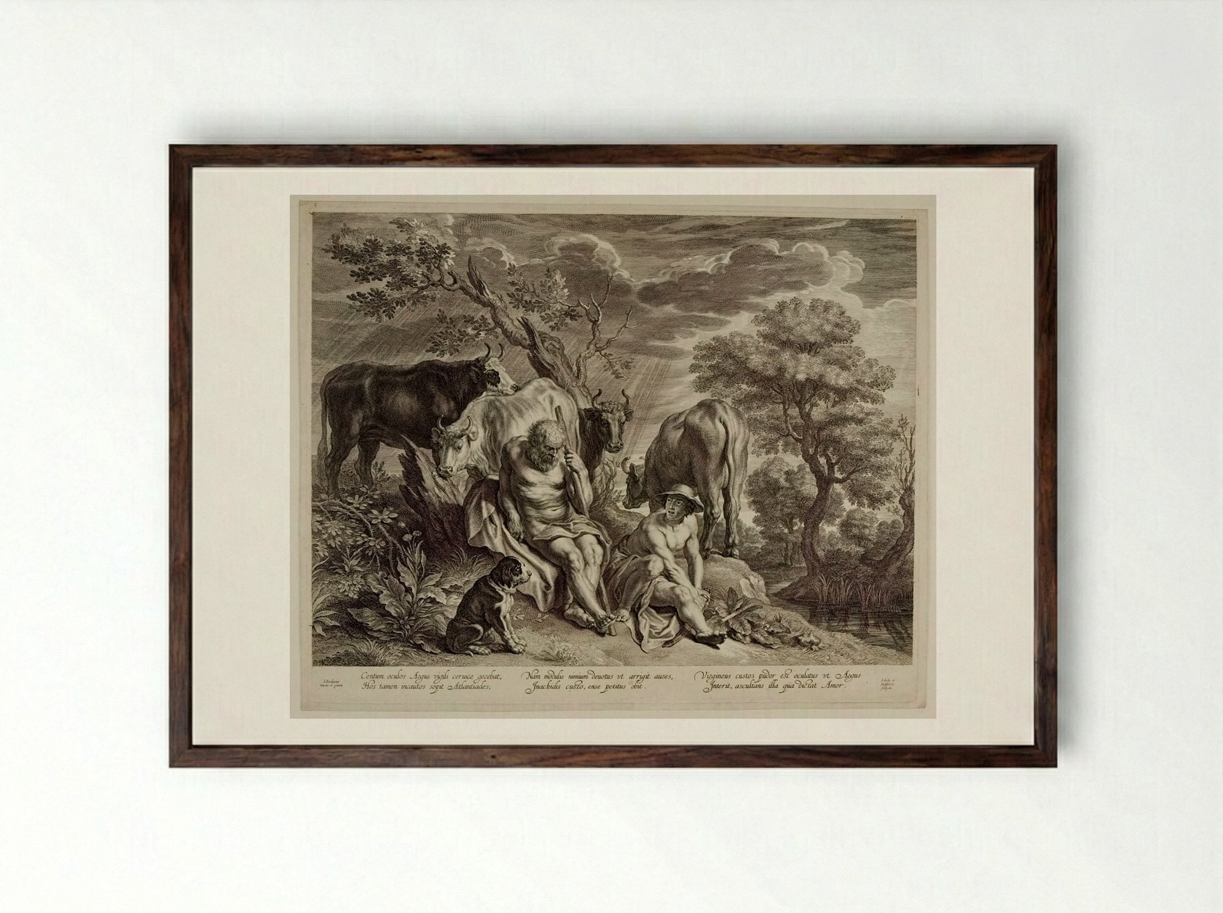 Mercury and Argus - Schelte Adamsz. Bolswert - Framed Print Dark Wood