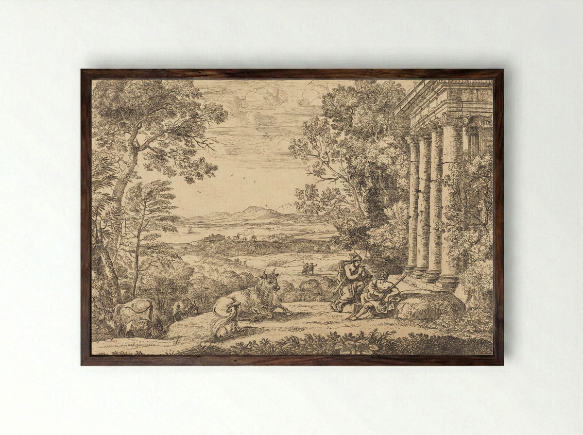 Mercury and Argus - Claude Lorrain - Framed Print Dark Wood