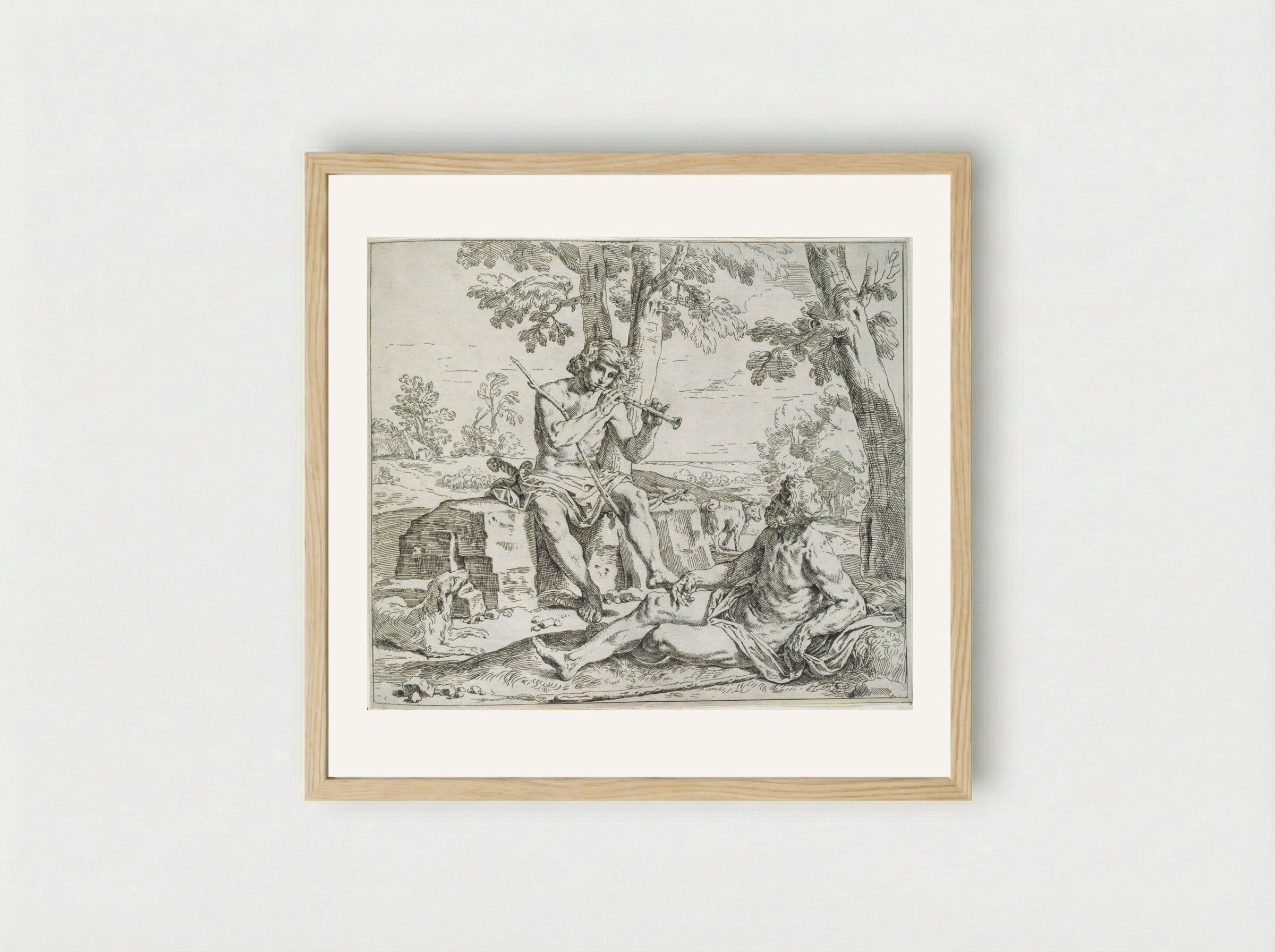 Mercury and Argus - Simone Cantarini - Framed Print Wood